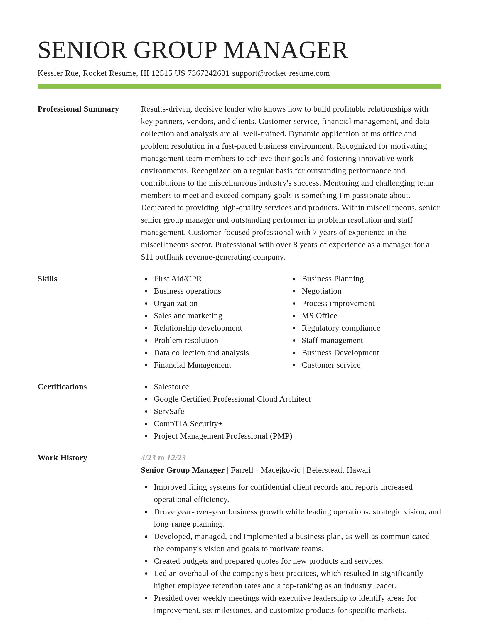Smart resume template