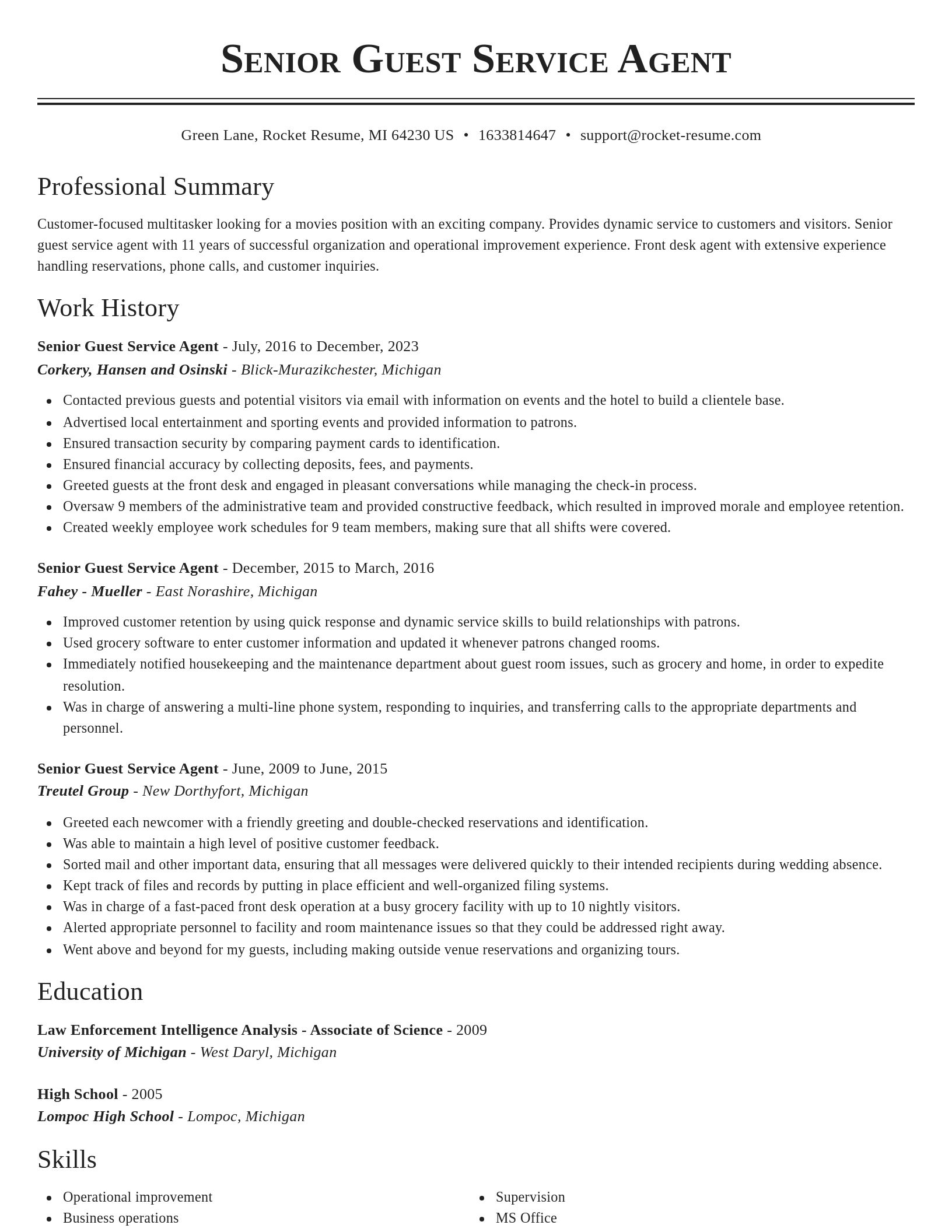 Classic resume template