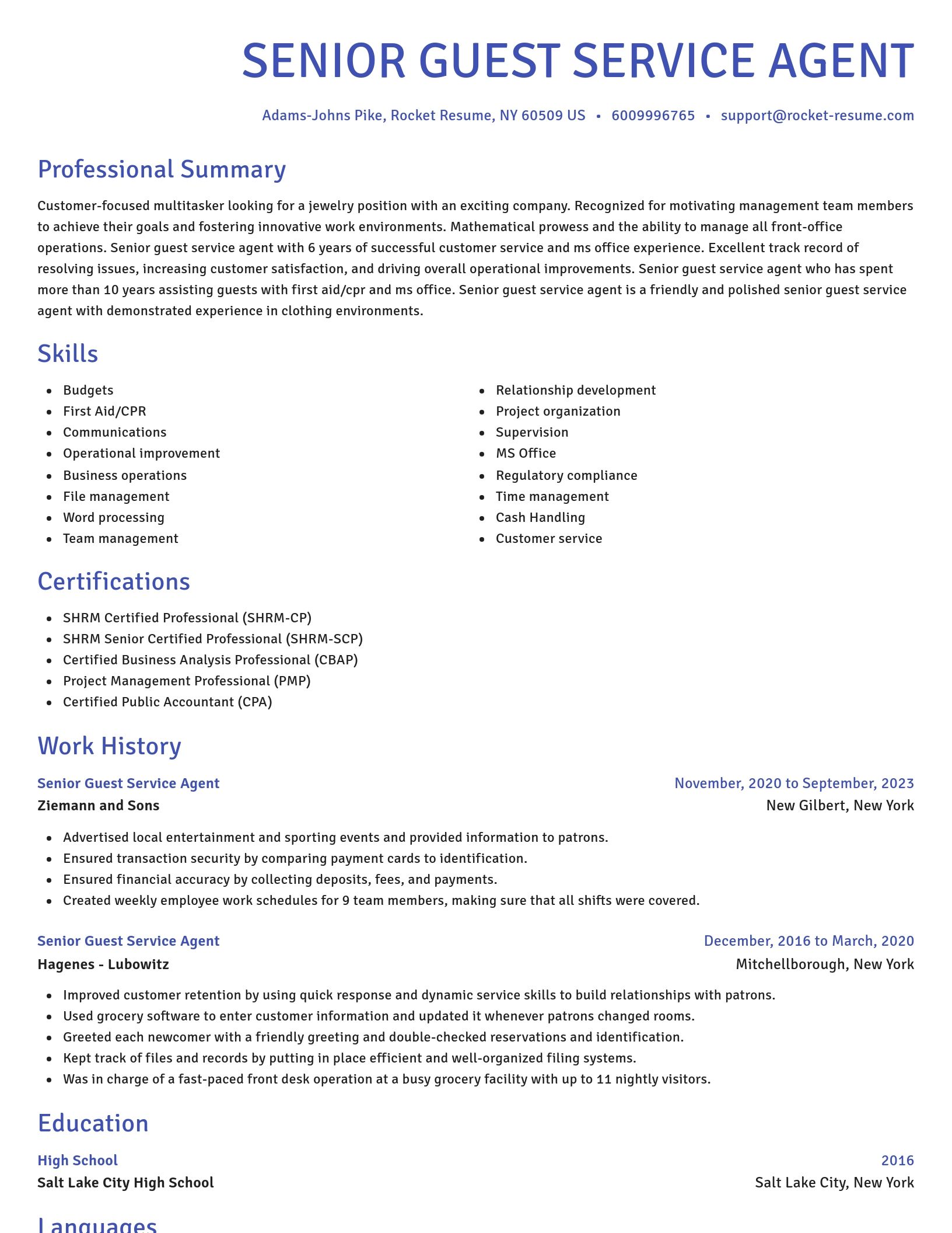 Novel resume template
