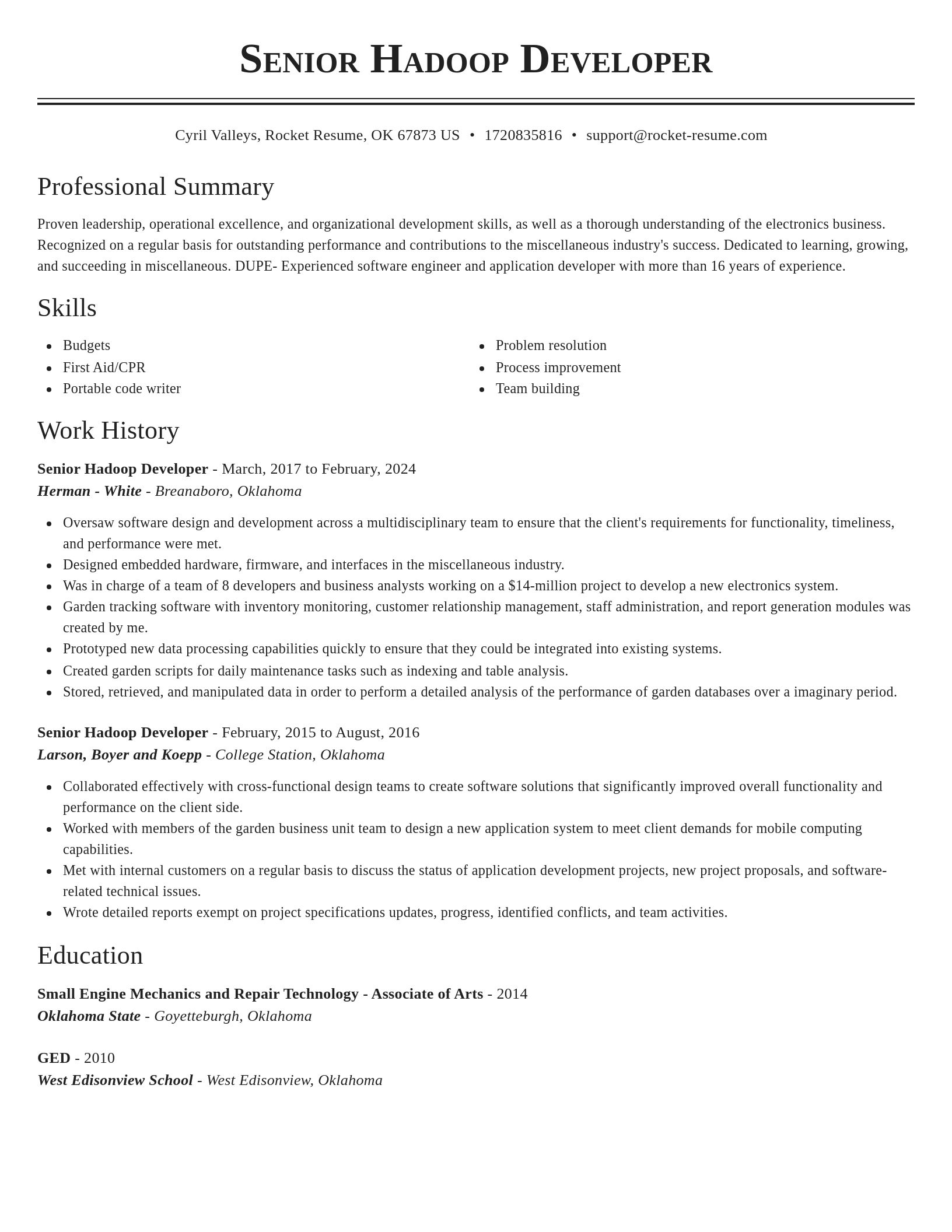 Classic resume template