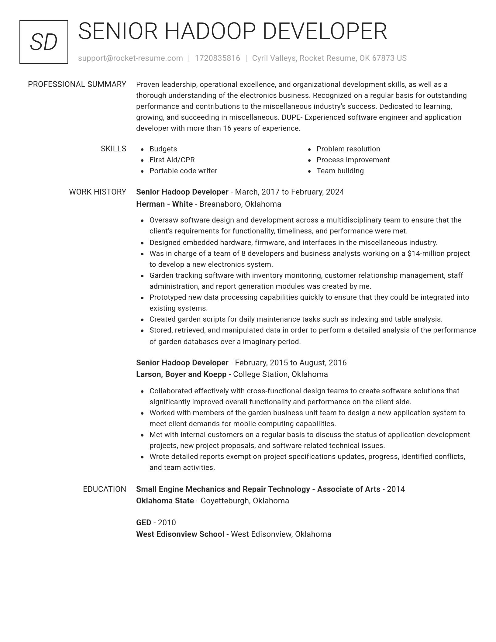 Renowned resume template