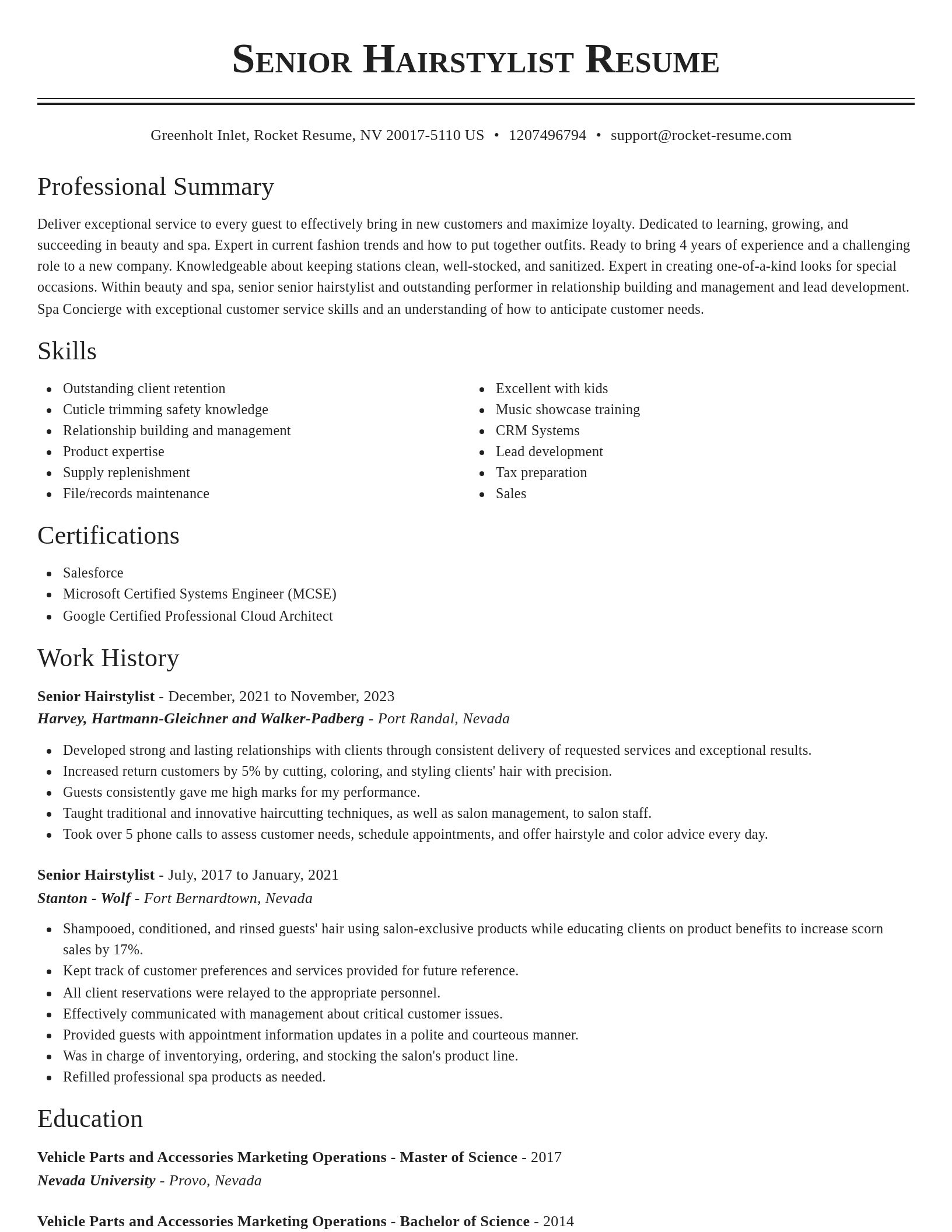 Classic resume template