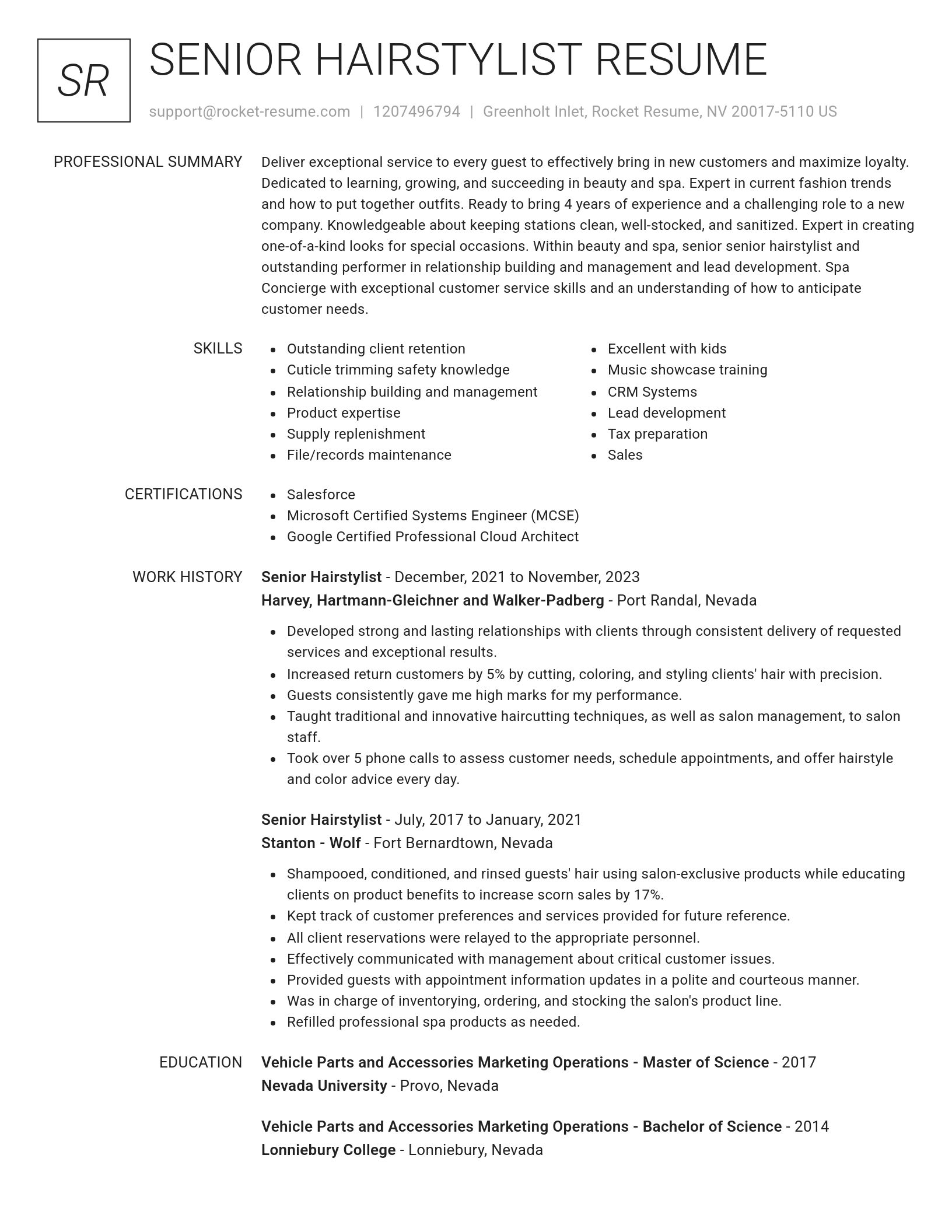 Renowned resume template