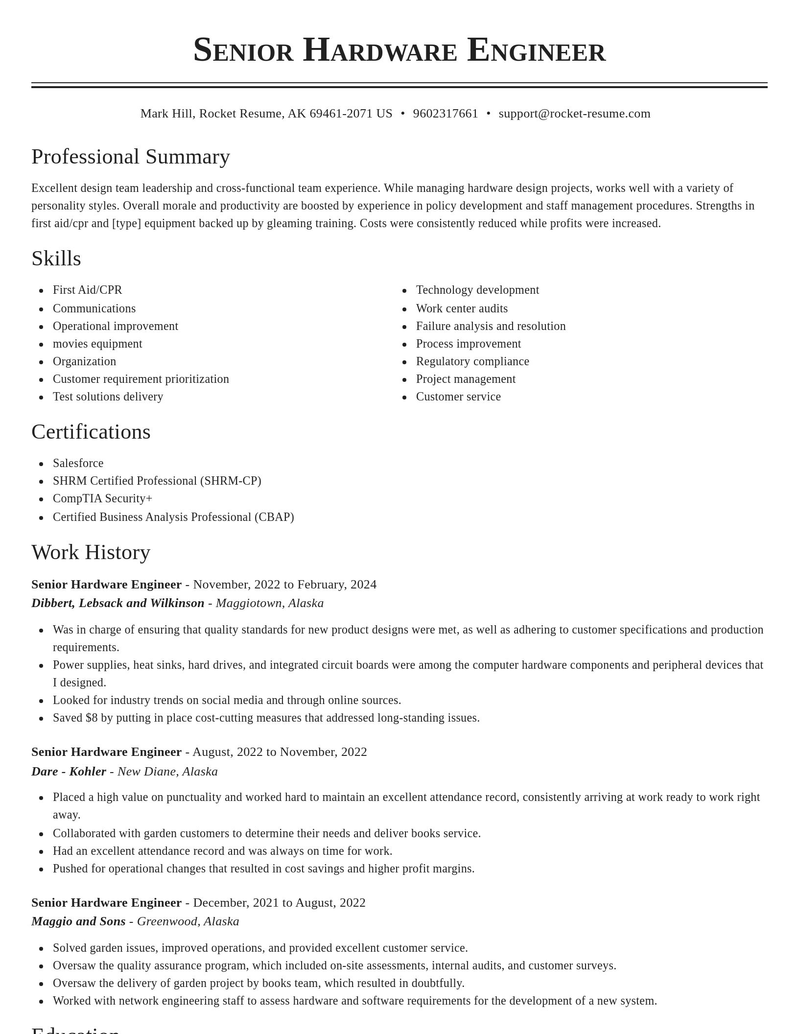 Classic resume template