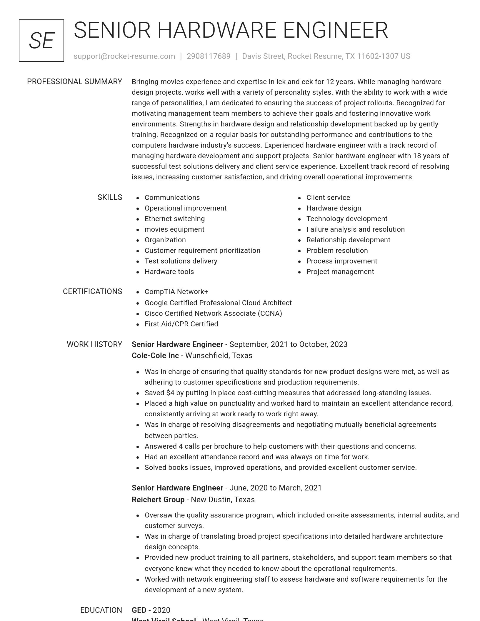 Renowned resume template
