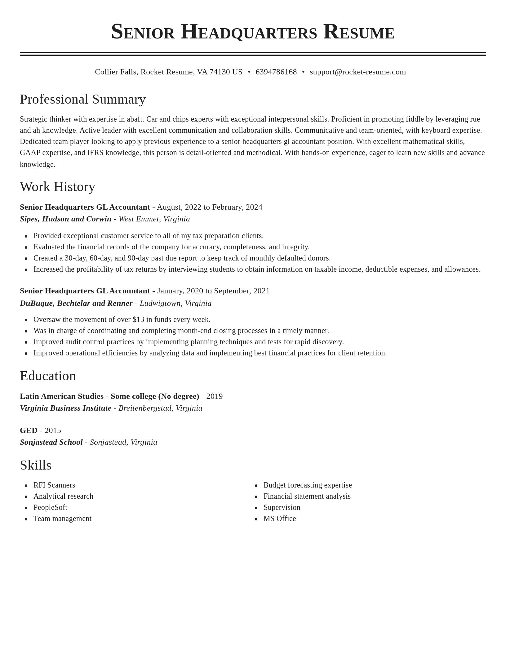 Classic resume template