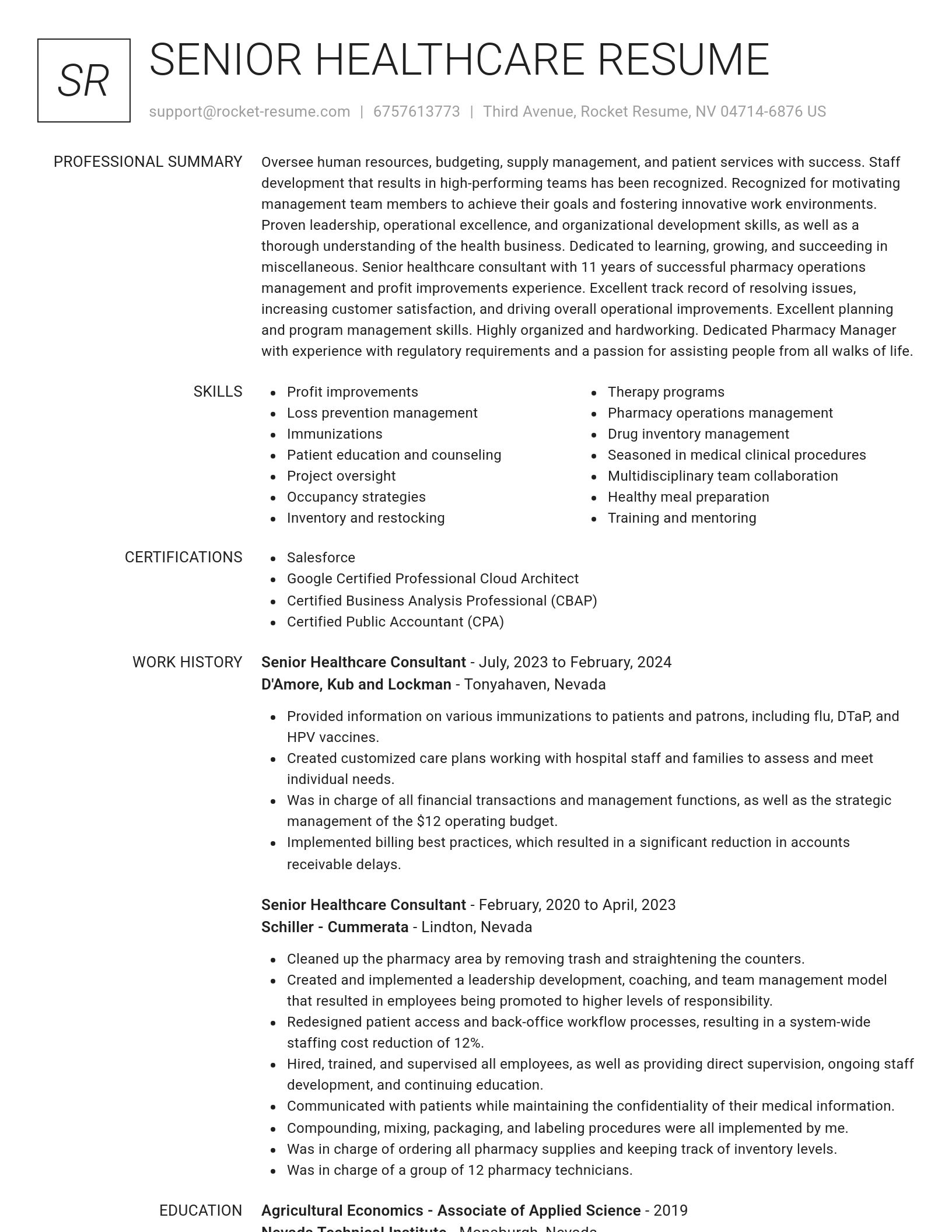 Renowned resume template