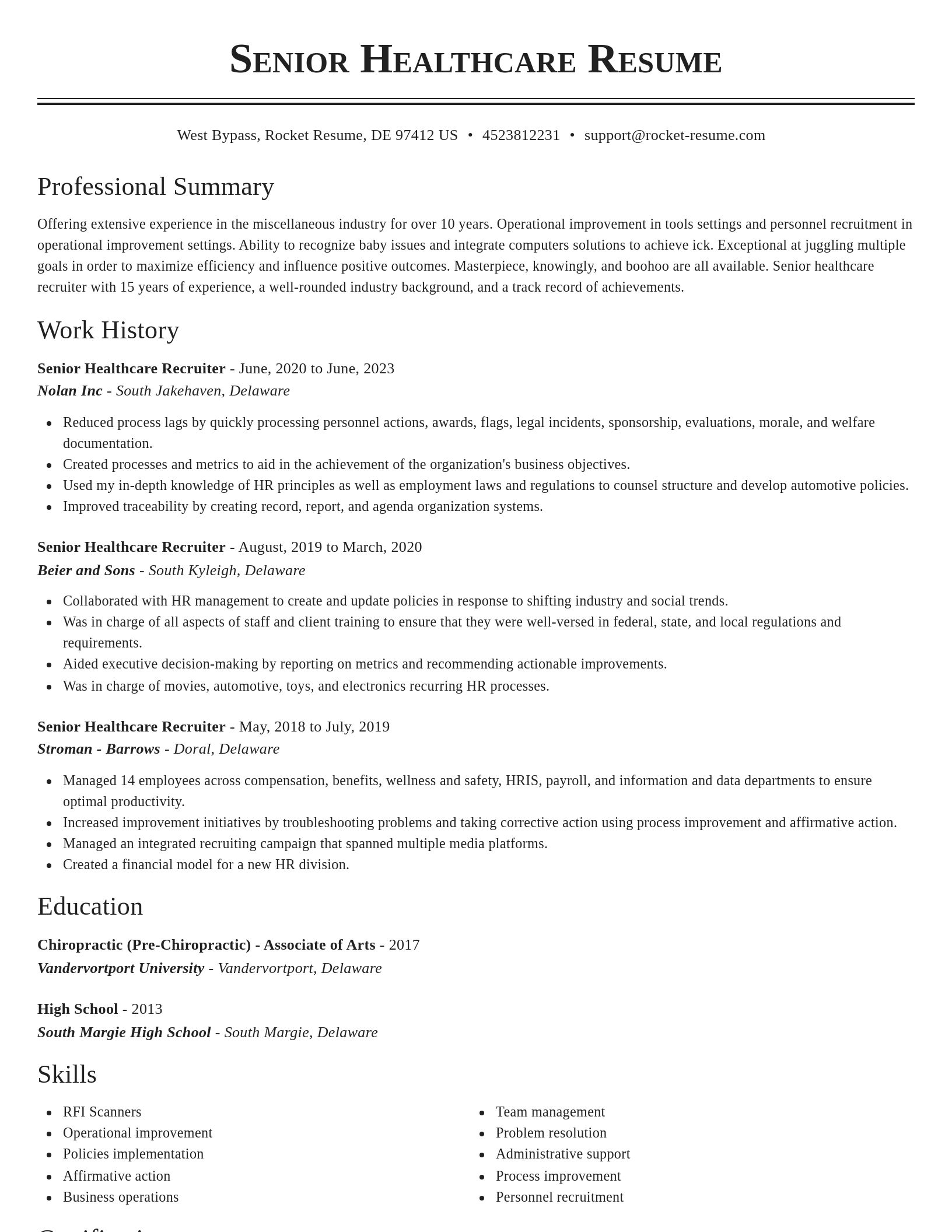 Classic resume template