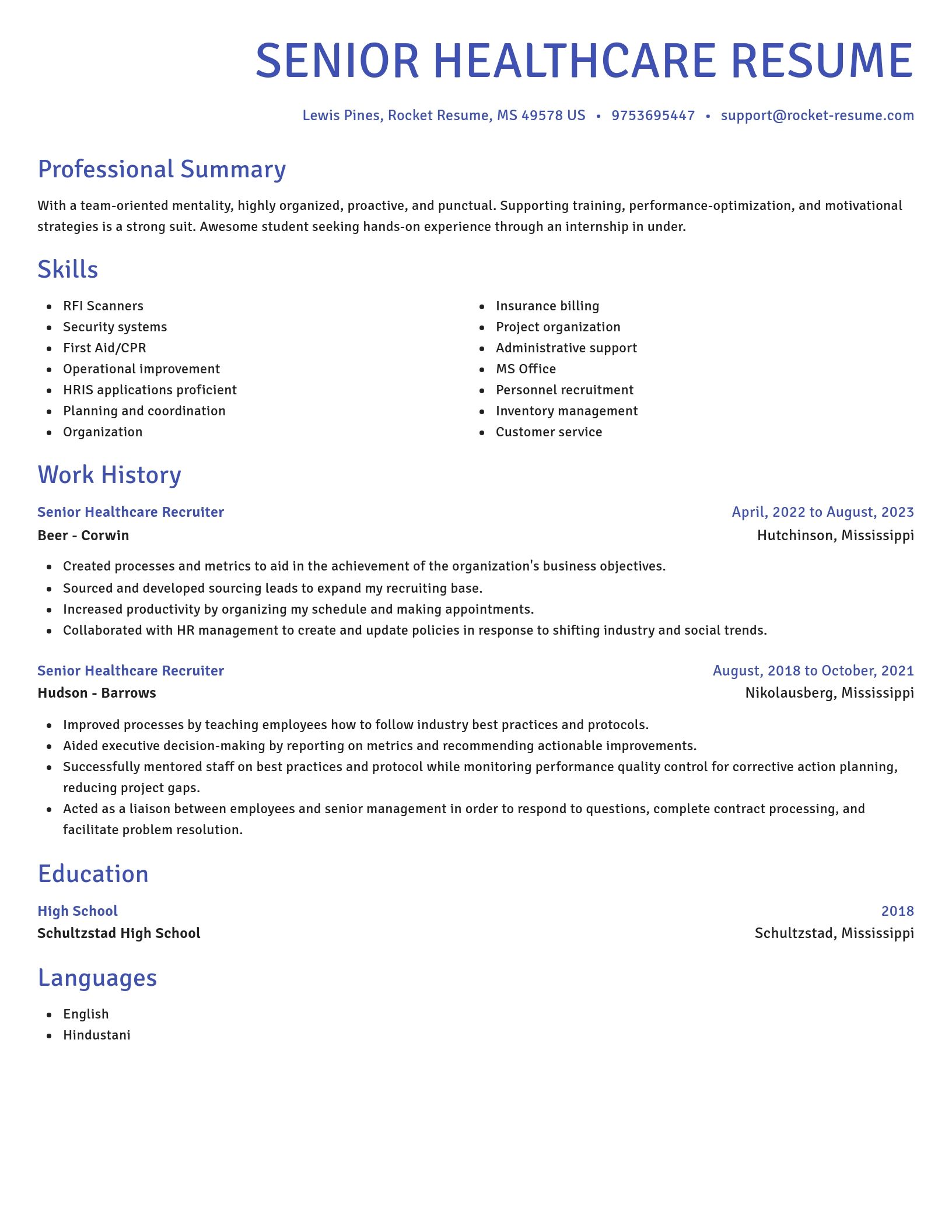 Novel resume template