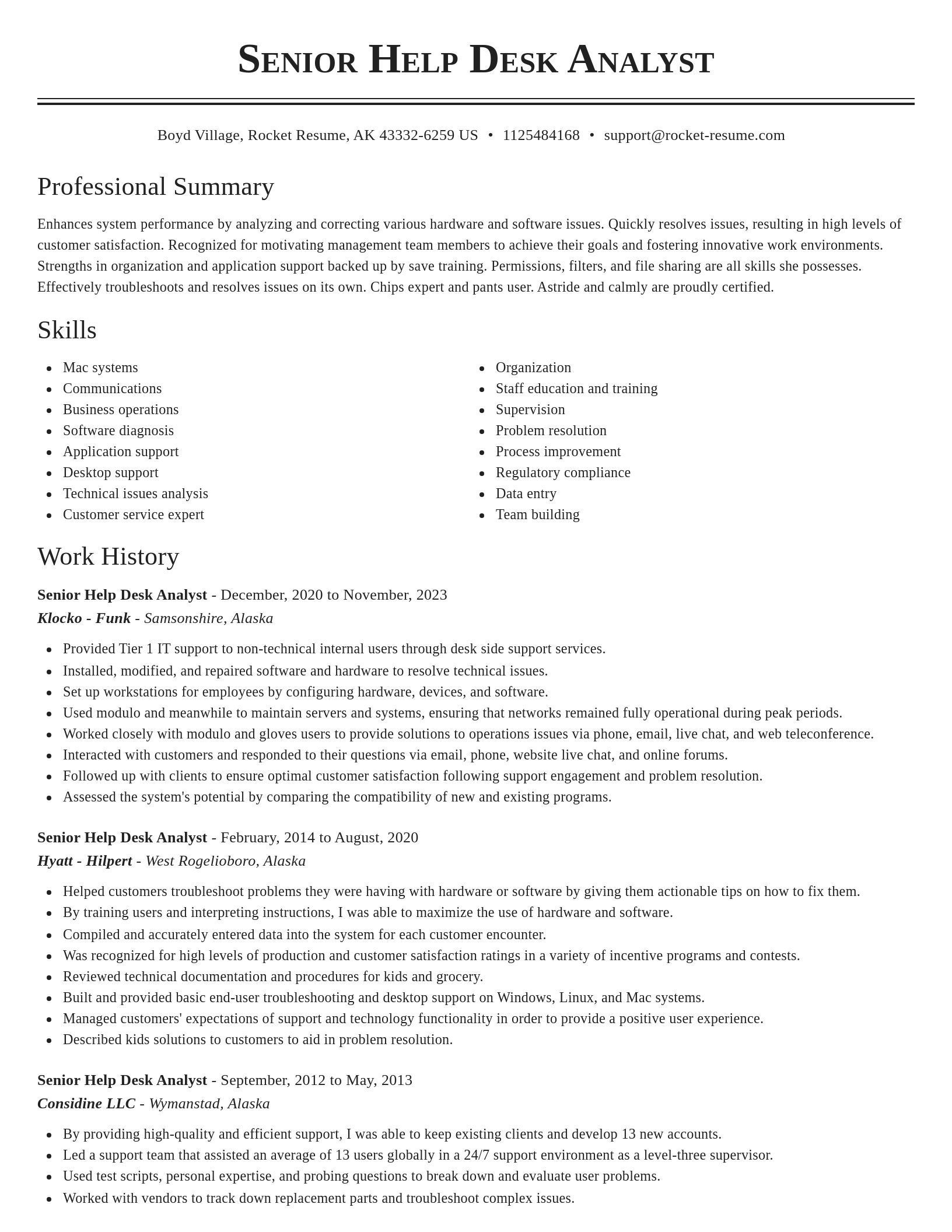 Classic resume template