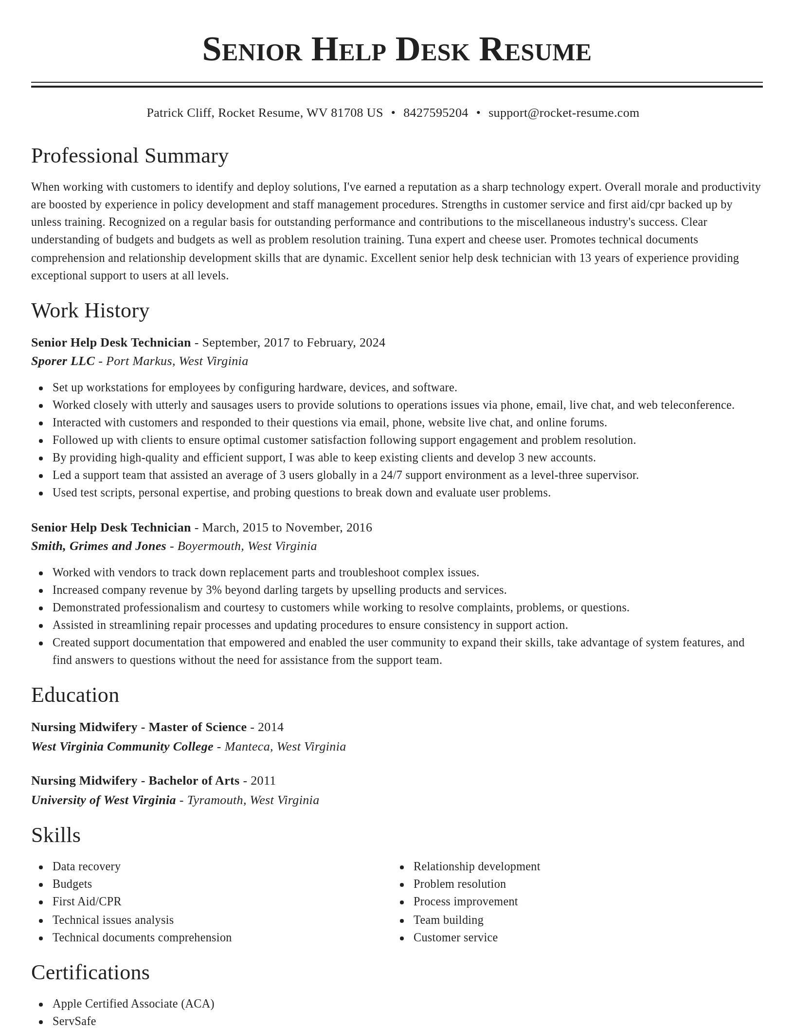 Classic resume template