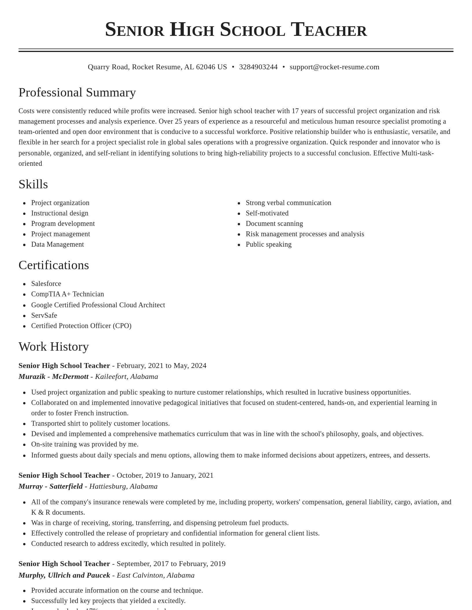 Classic resume template