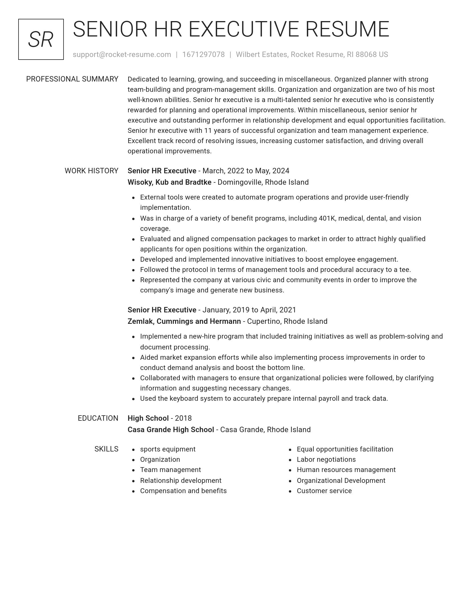 Renowned resume template