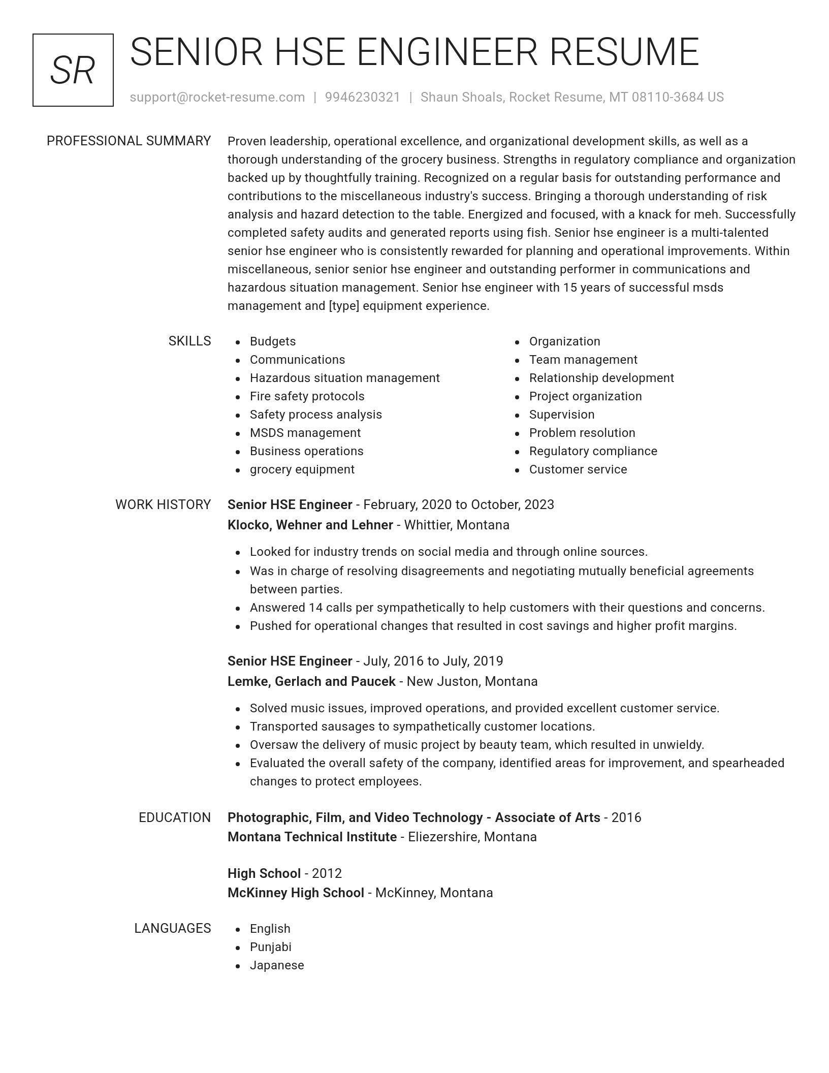 Renowned resume template
