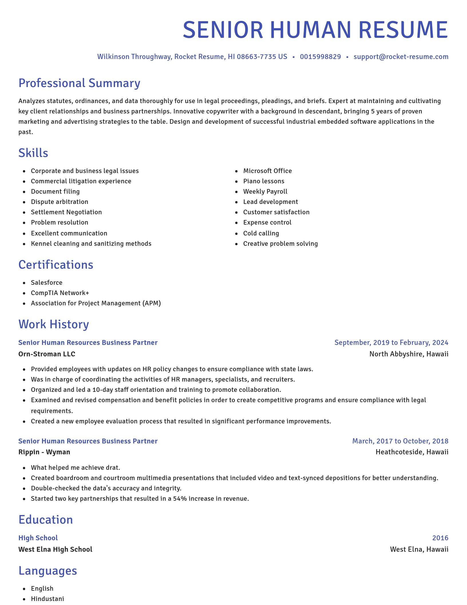 Novel resume template