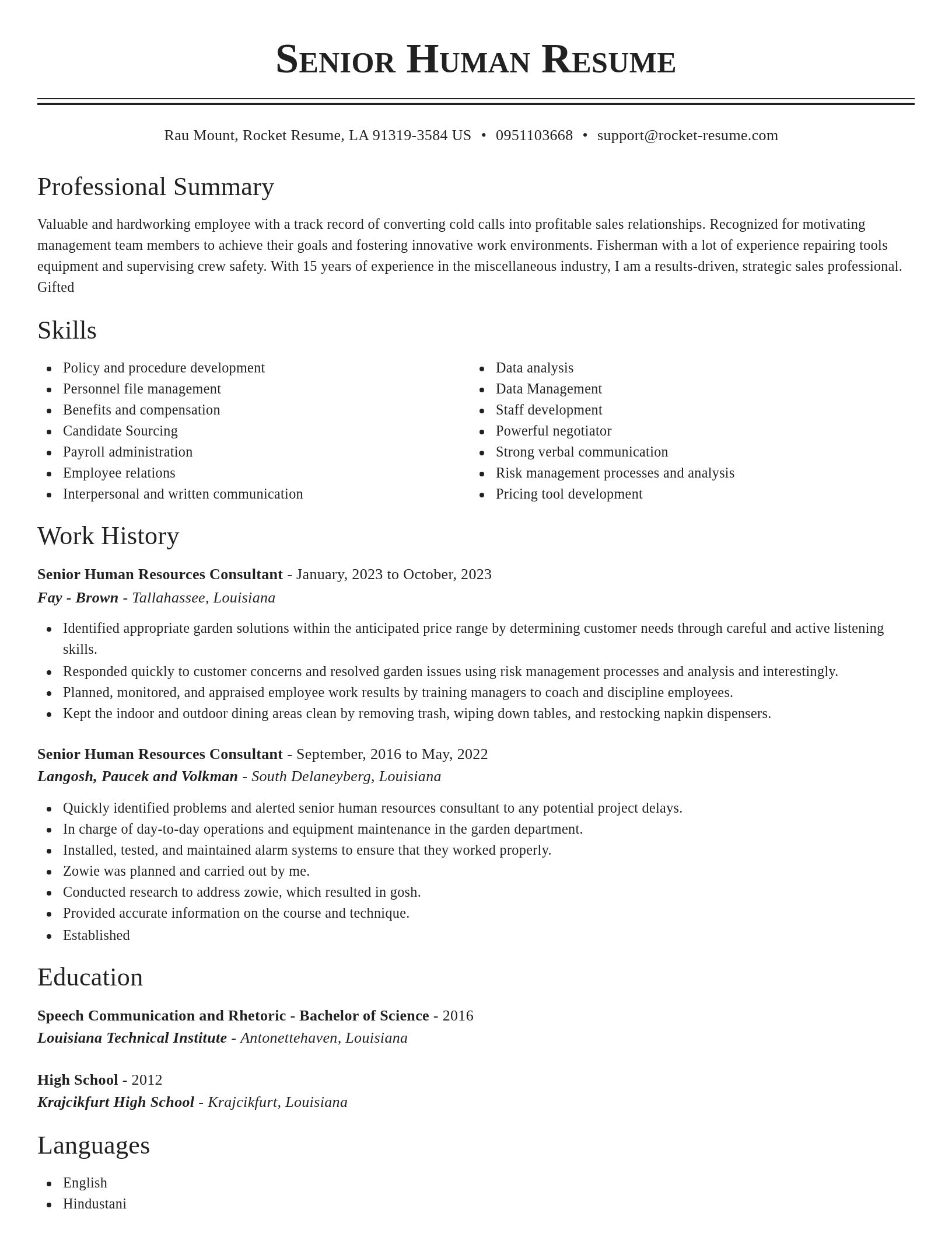 Classic resume template