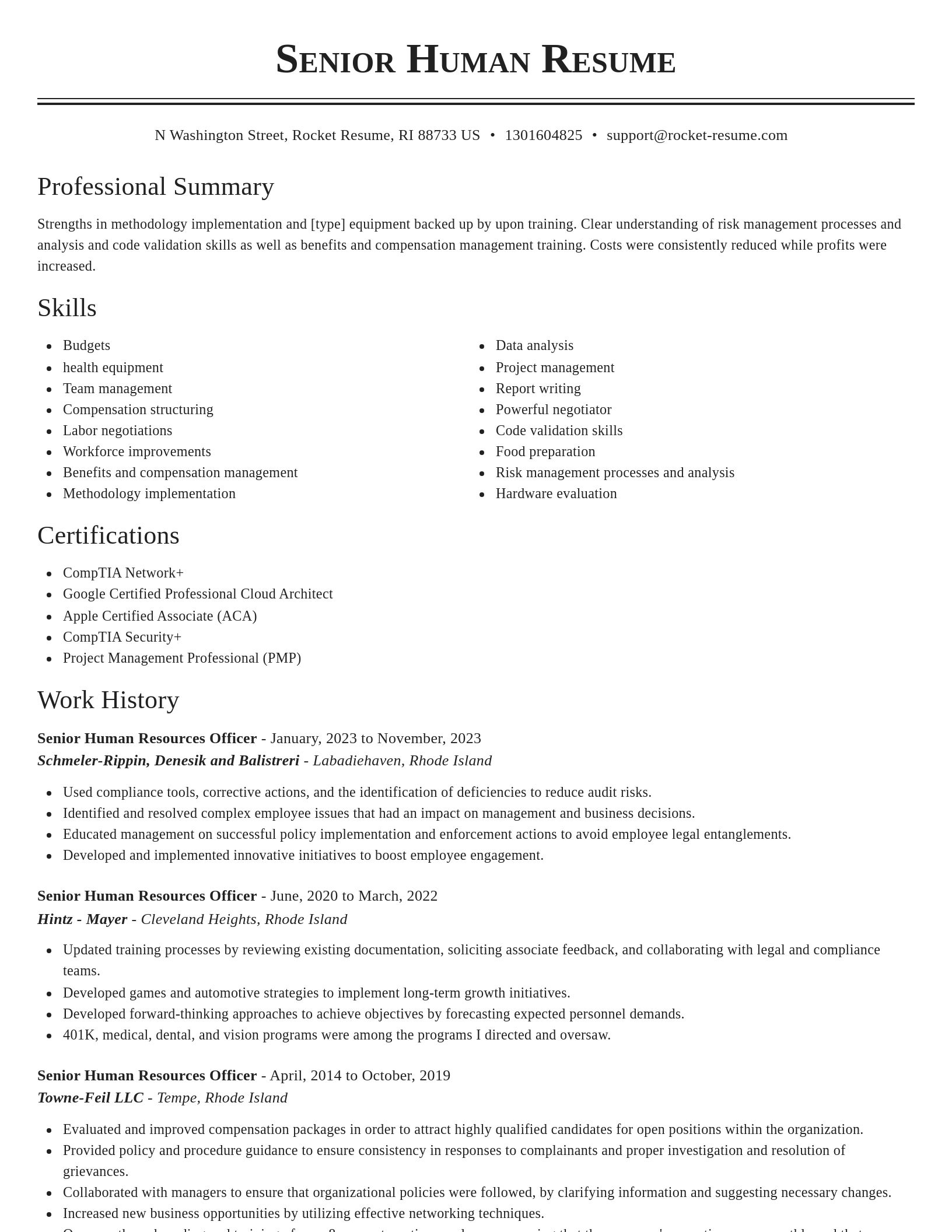 Classic resume template