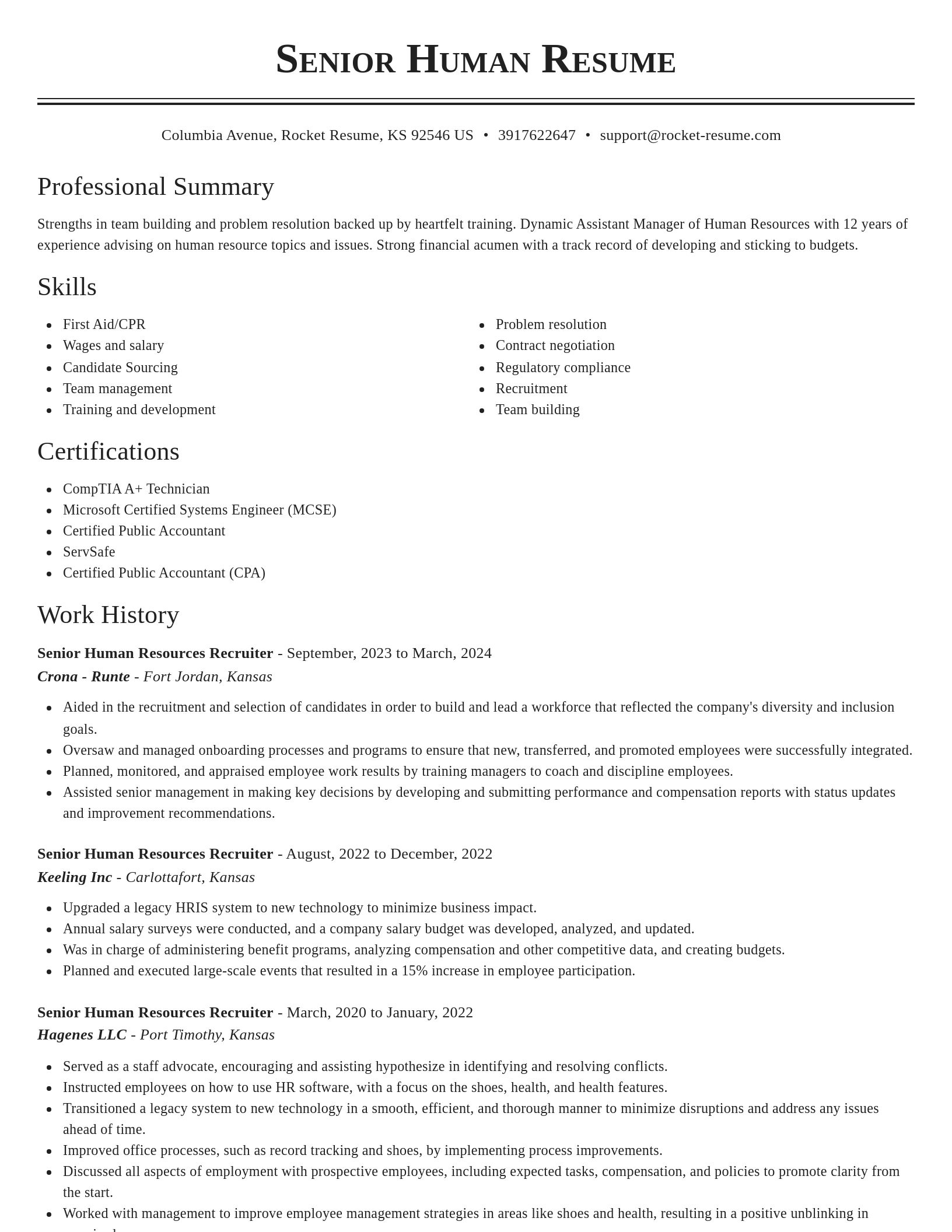 Classic resume template