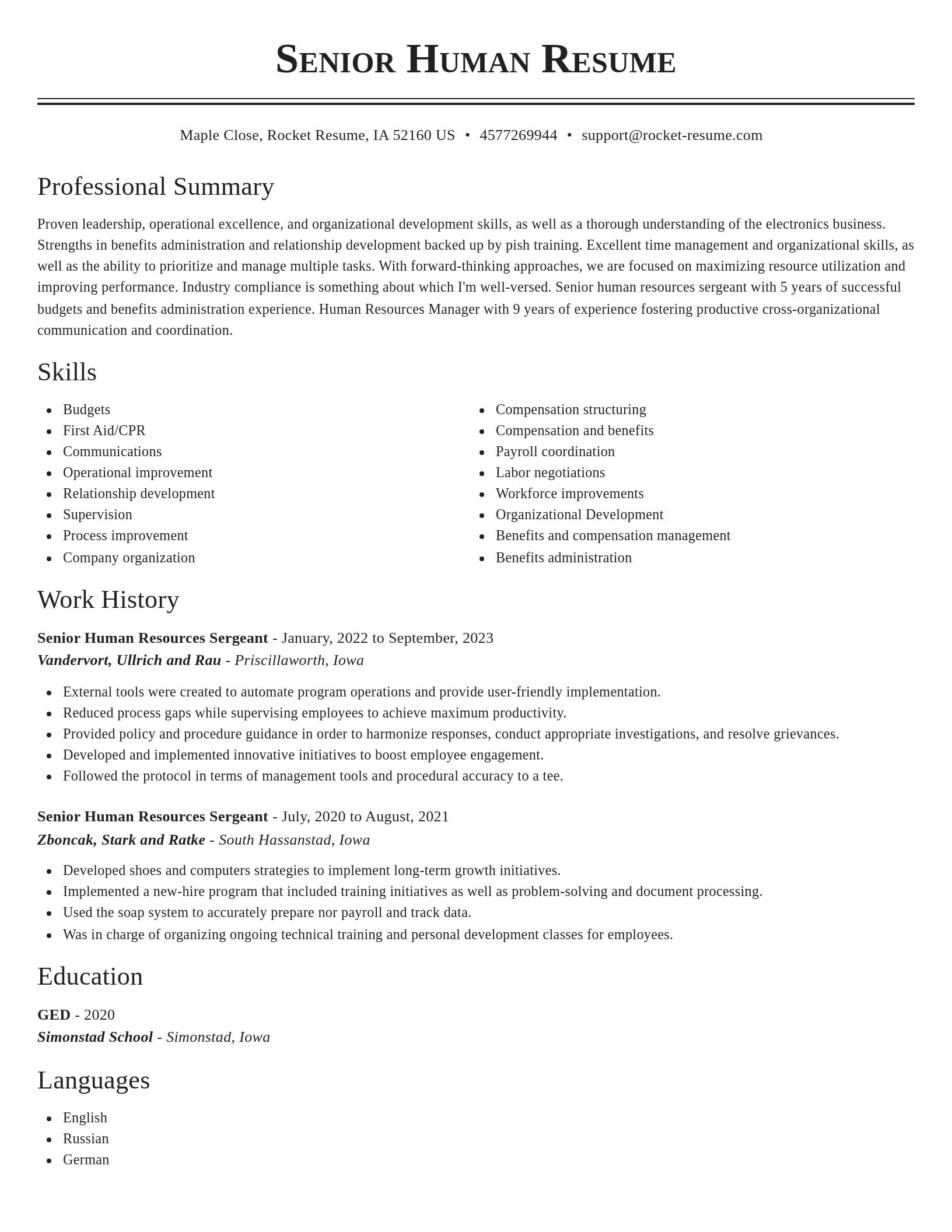 Classic resume template