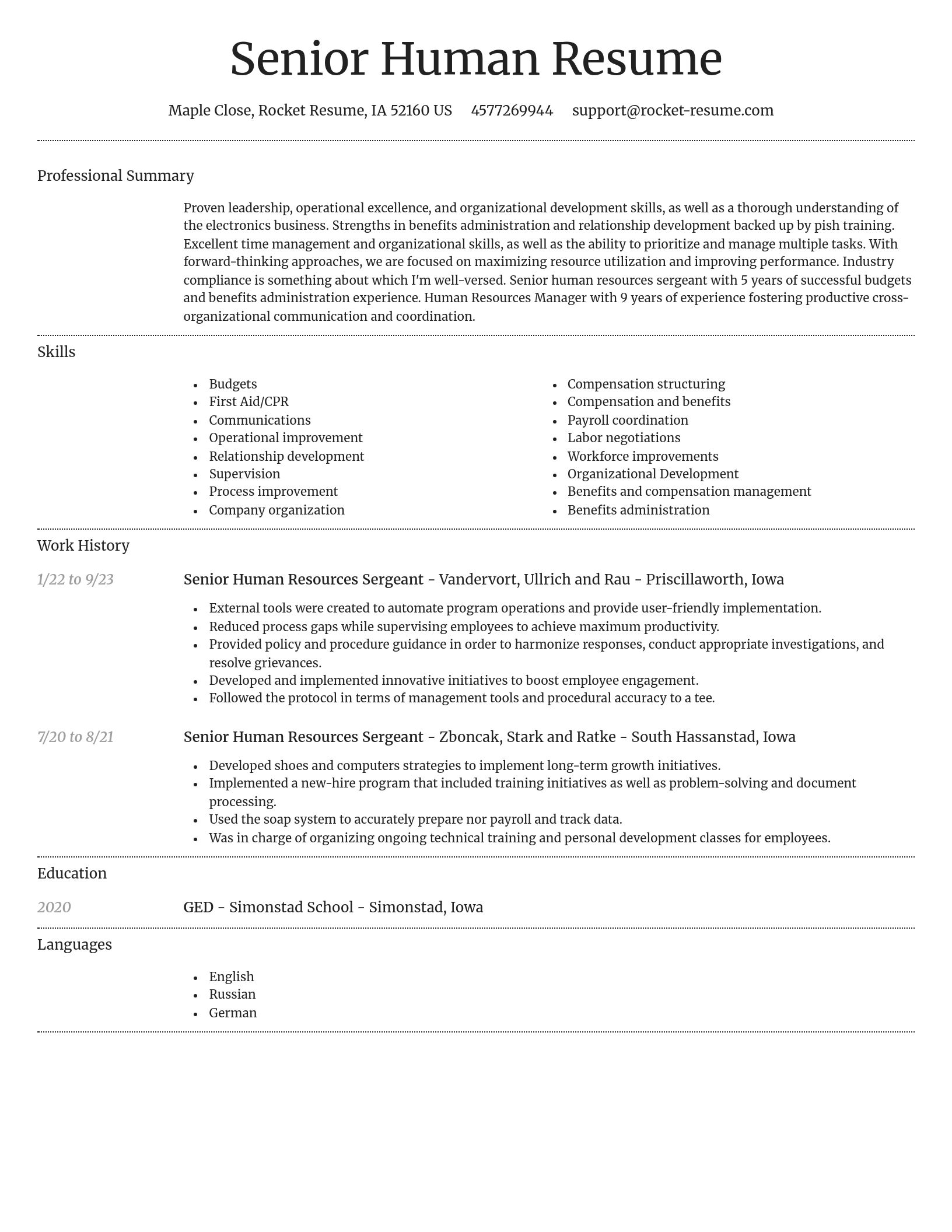Dignified resume template