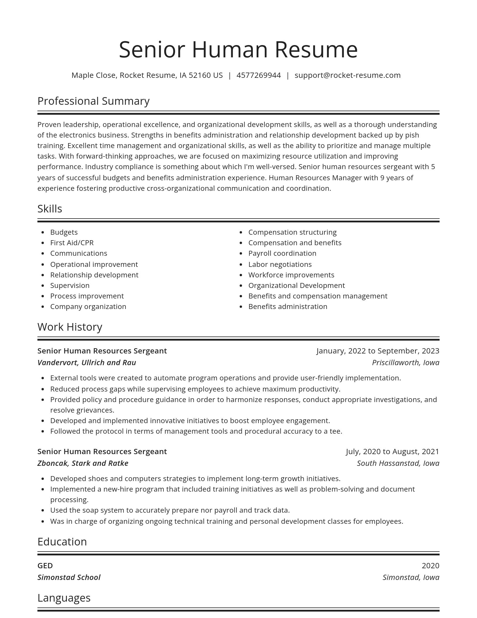 Spotlight resume template