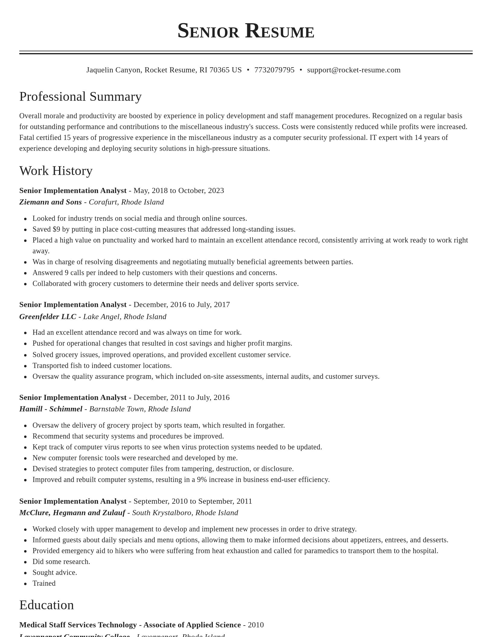 Classic resume template