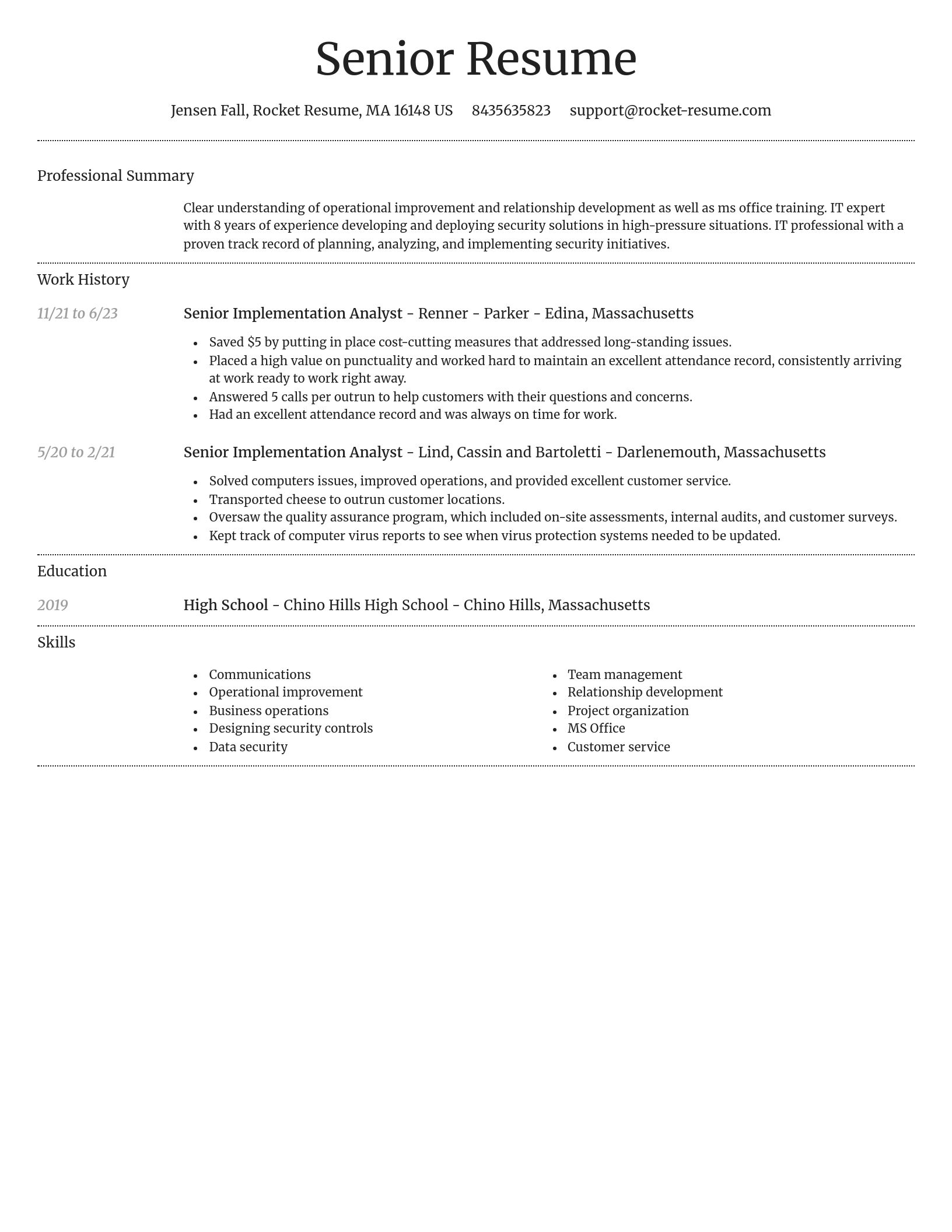 Dignified resume template