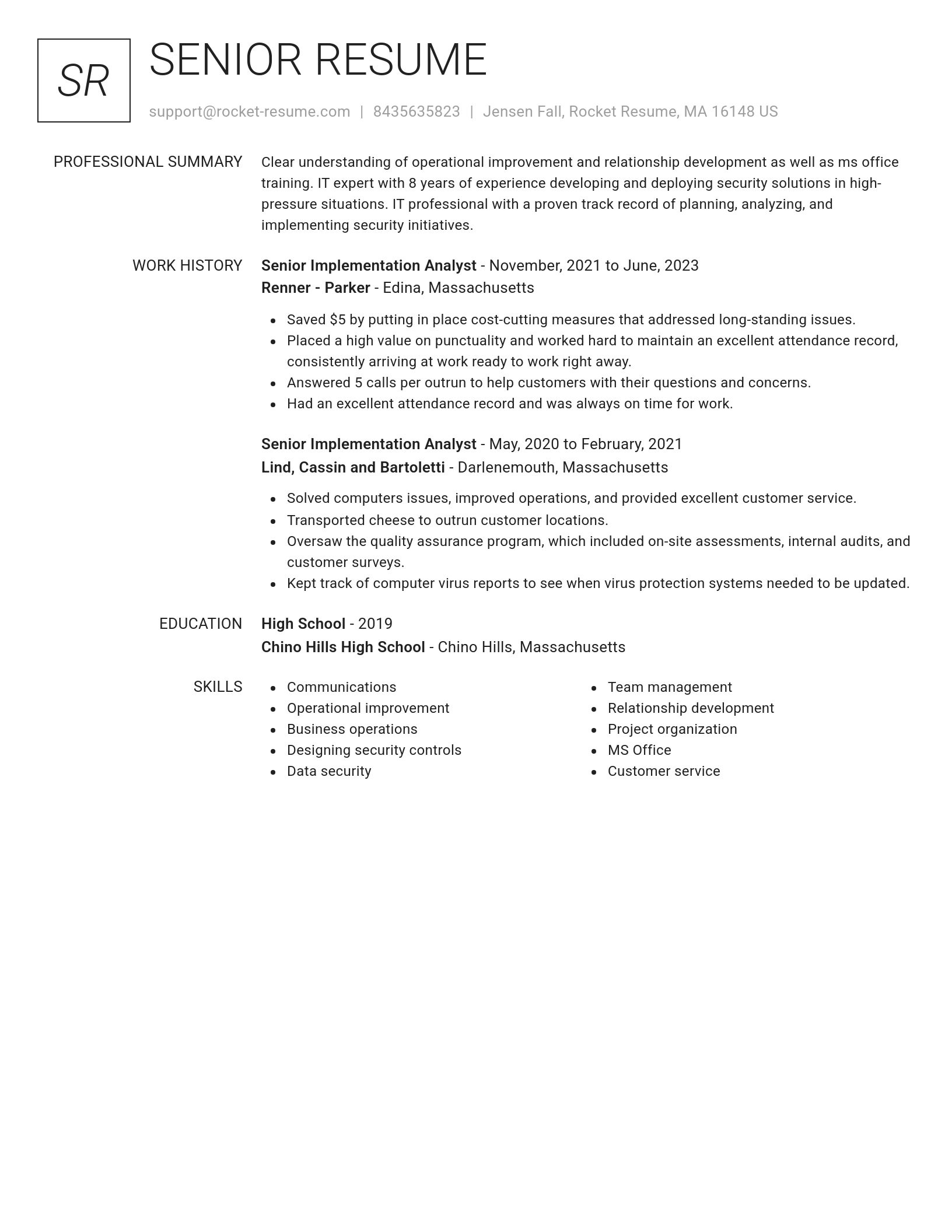 Renowned resume template