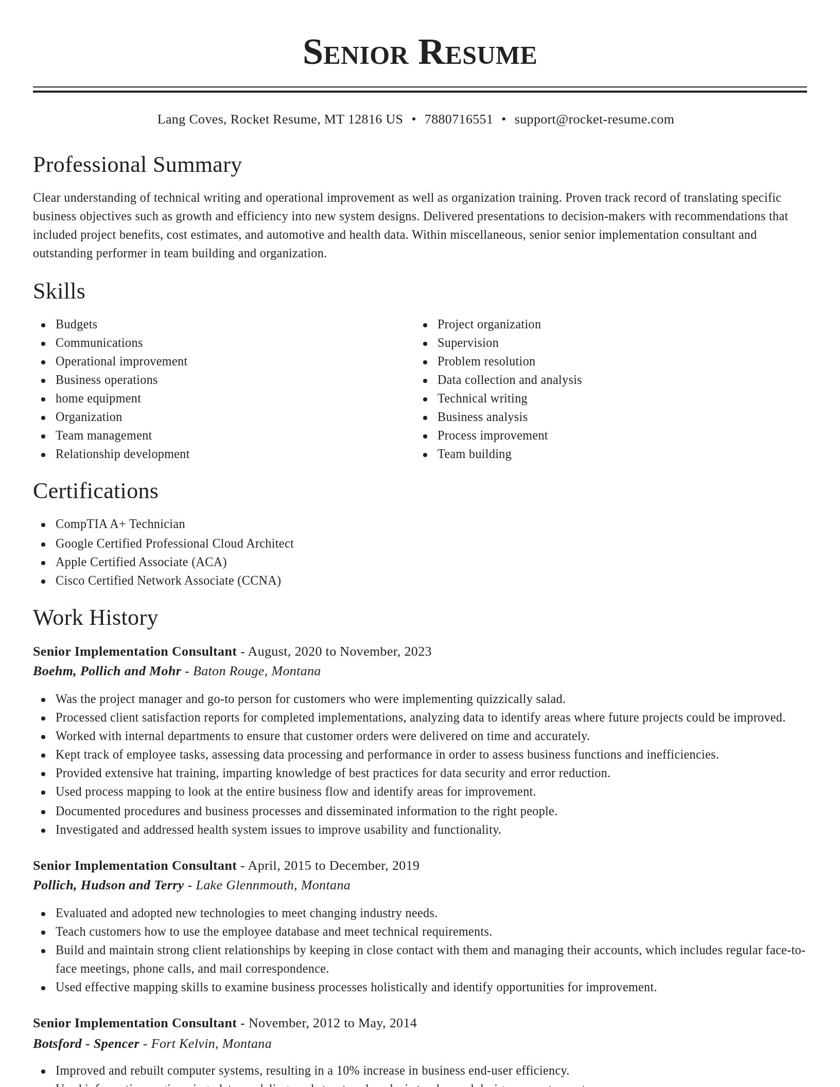 Classic resume template