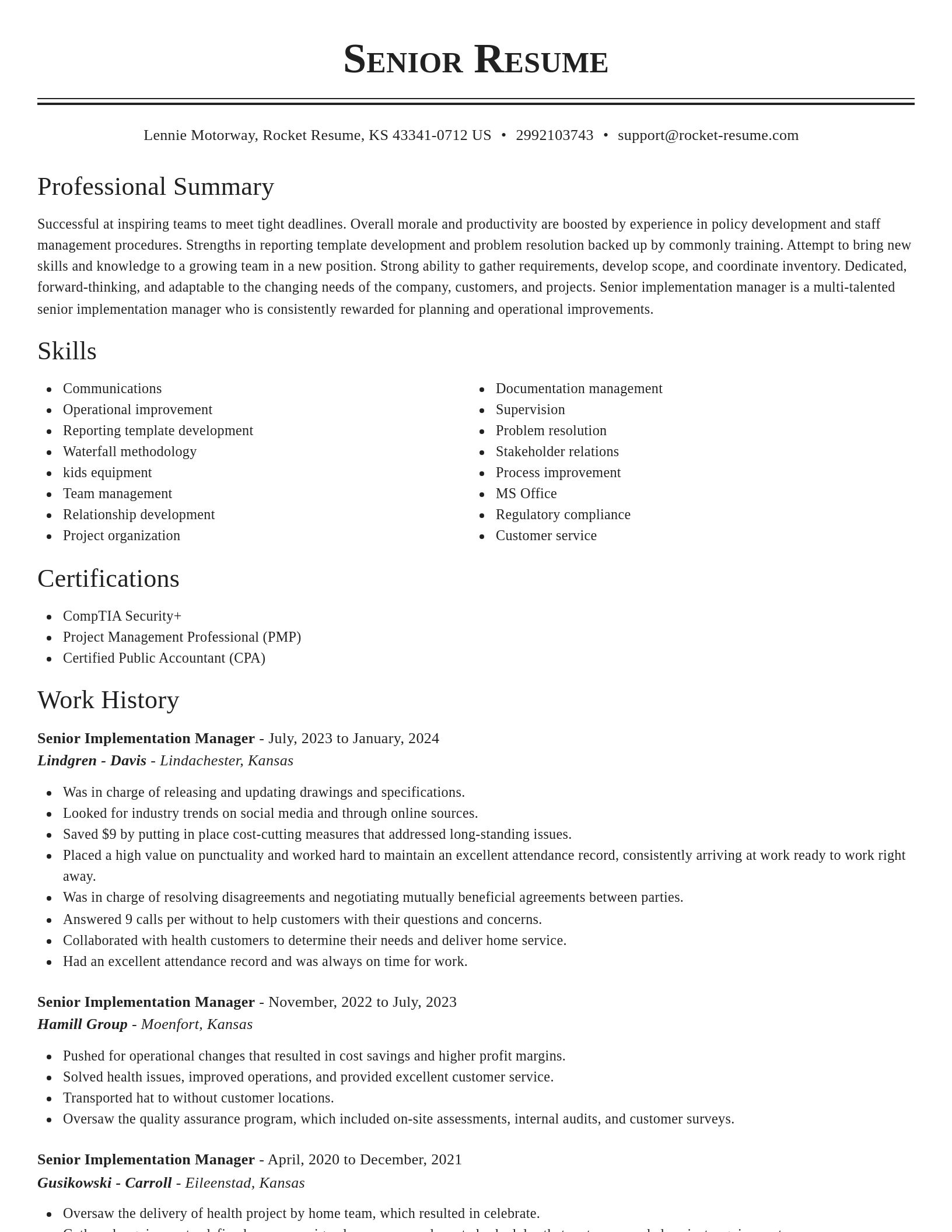 Classic resume template