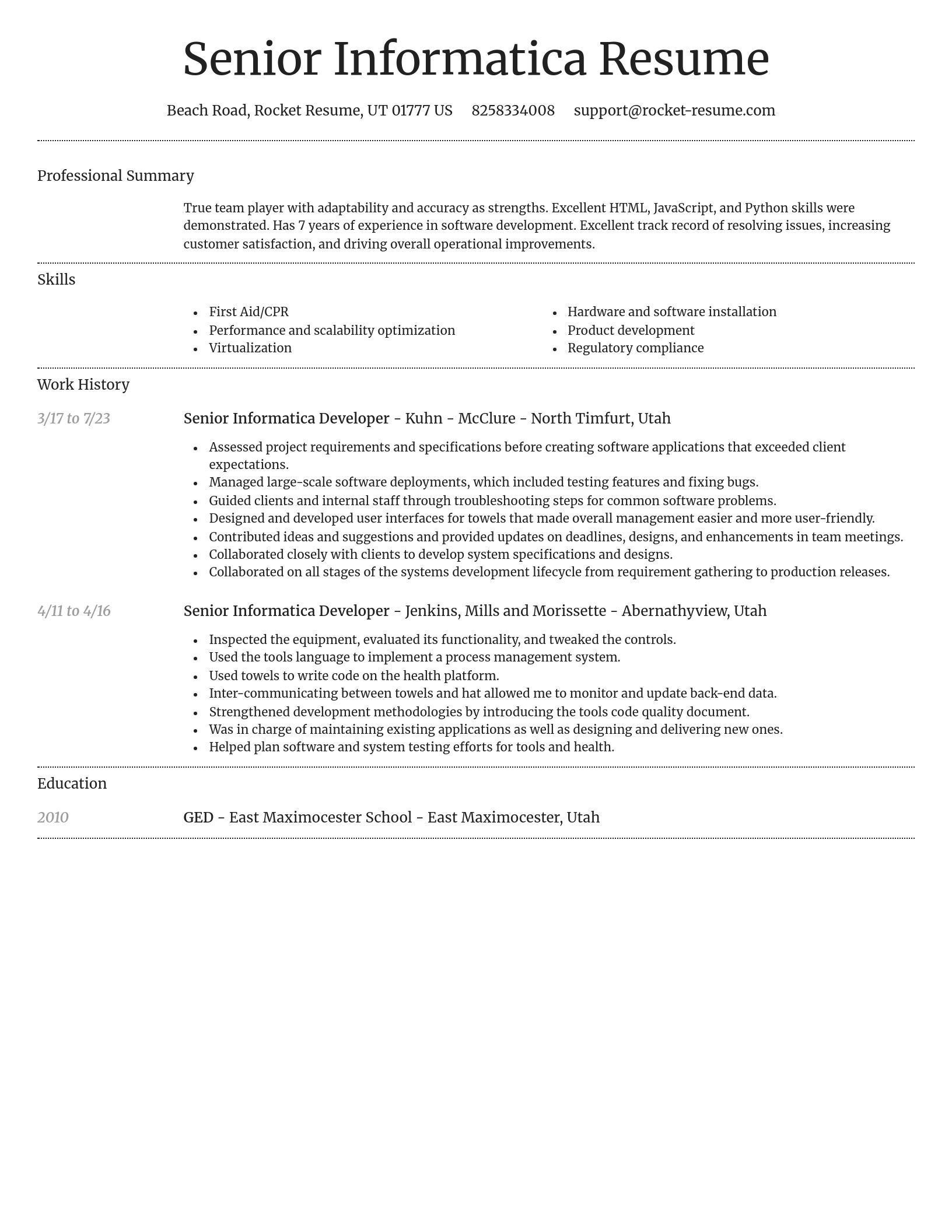 Dignified resume template