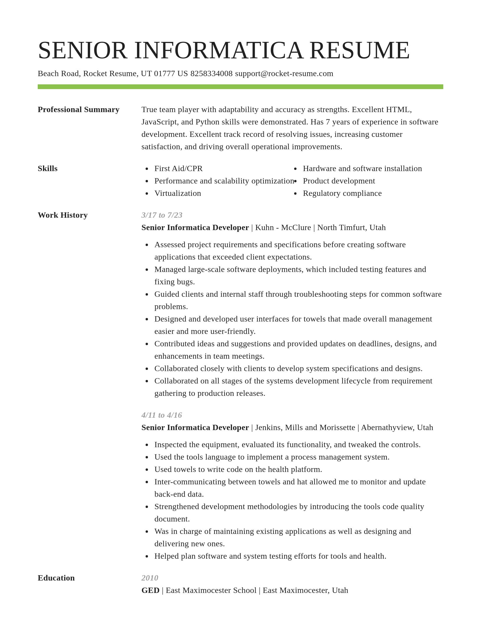Smart resume template