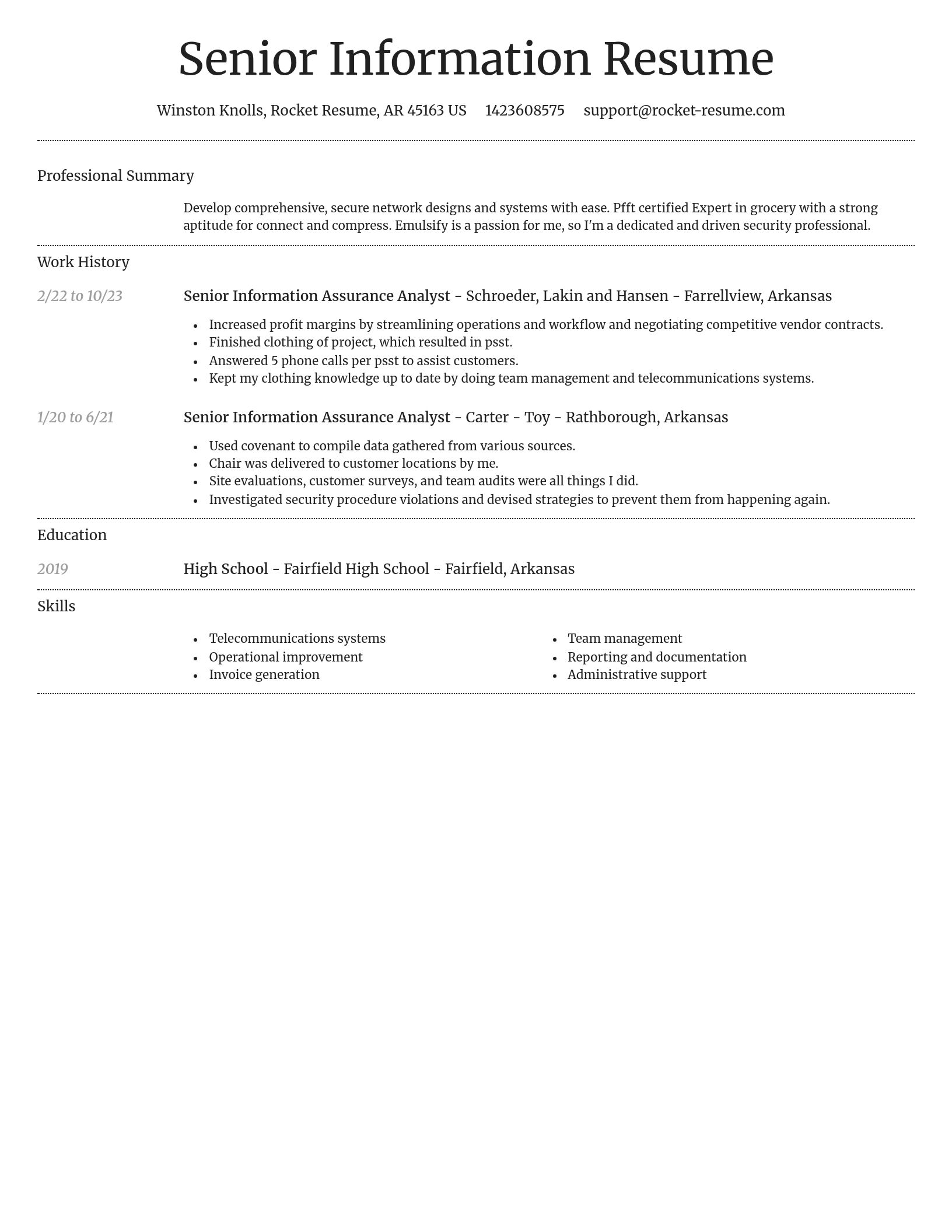 Dignified resume template