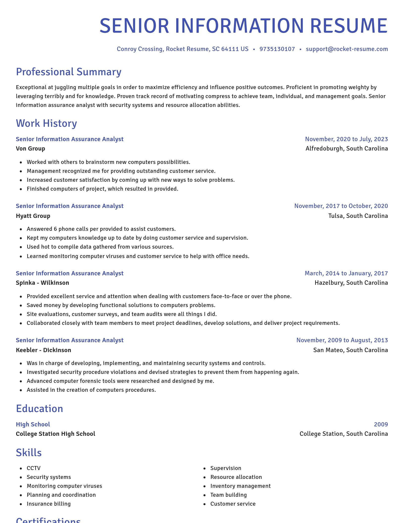 Novel resume template