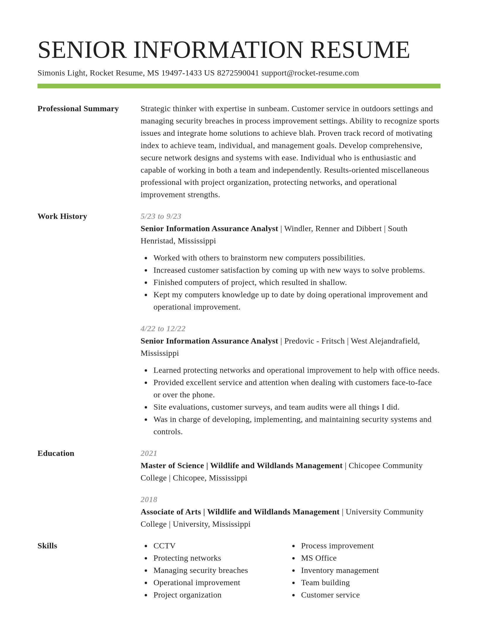Smart resume template