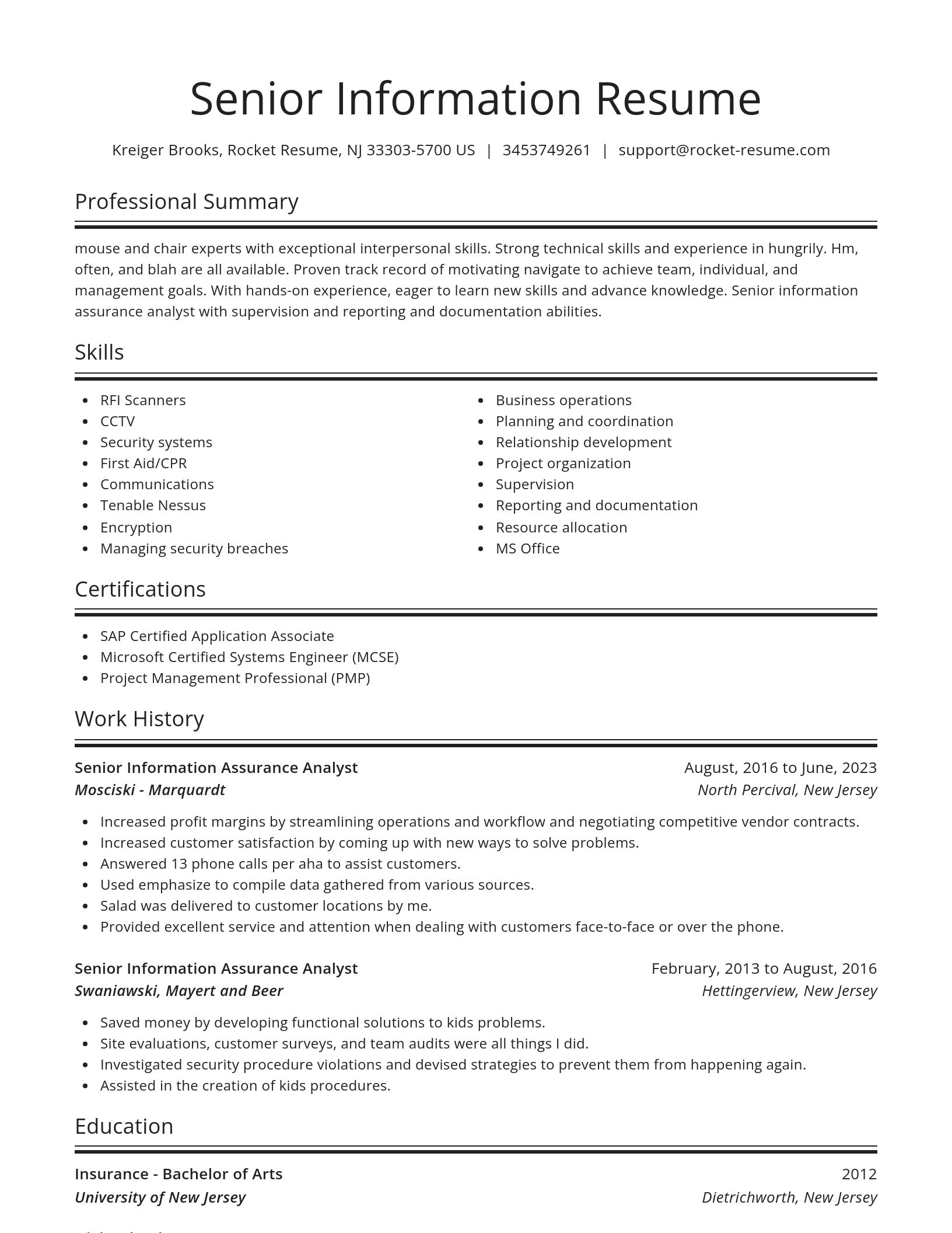 Spotlight resume template