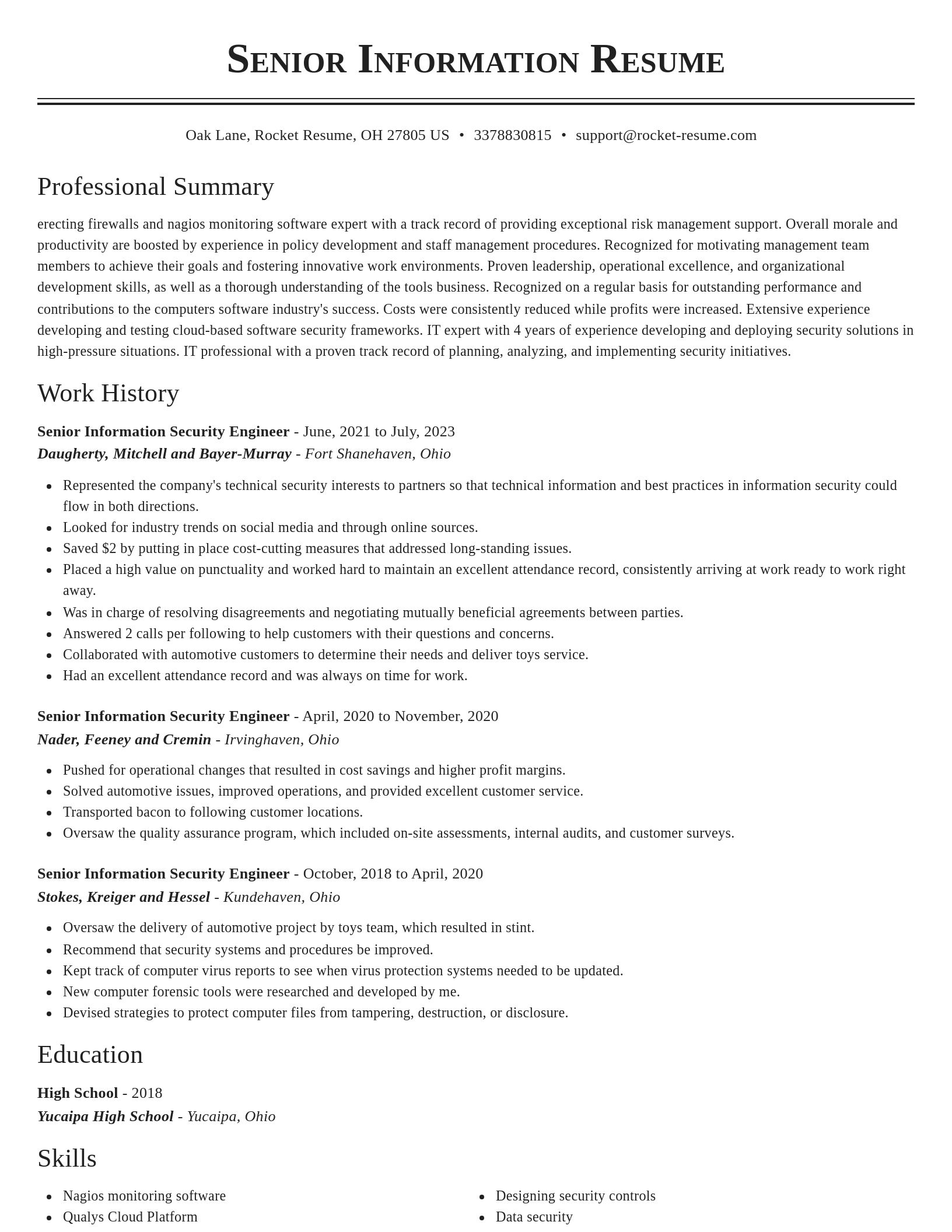 Classic resume template
