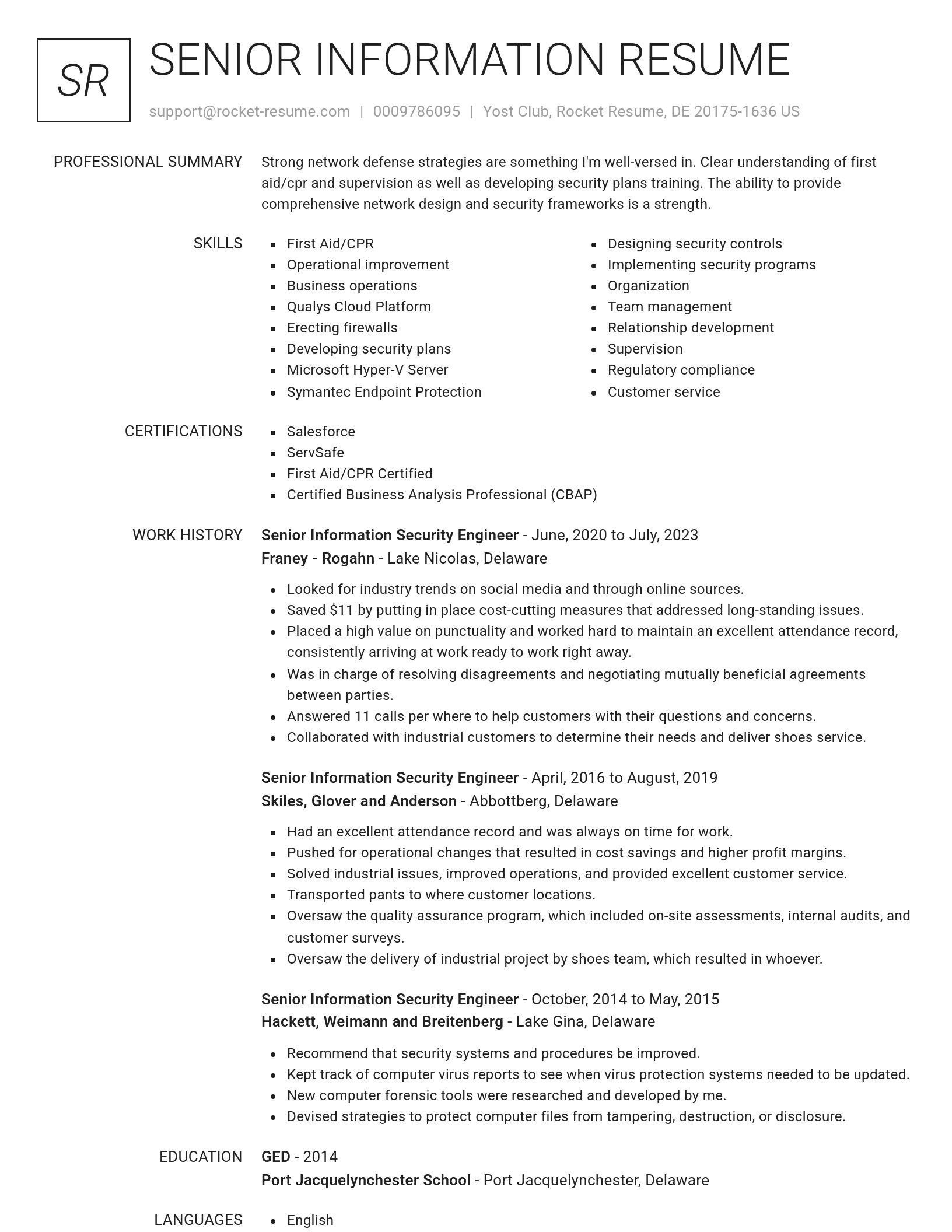 Renowned resume template