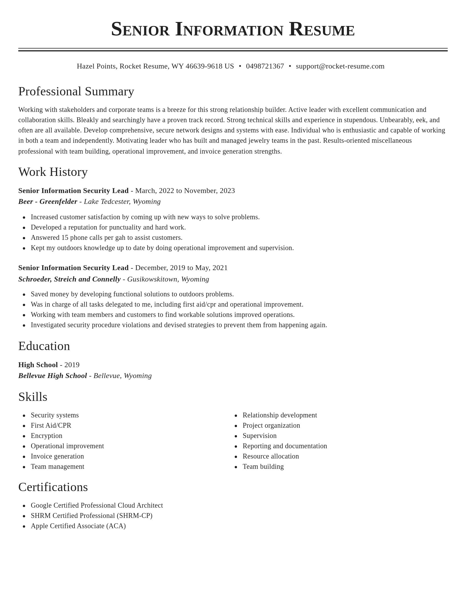 Classic resume template