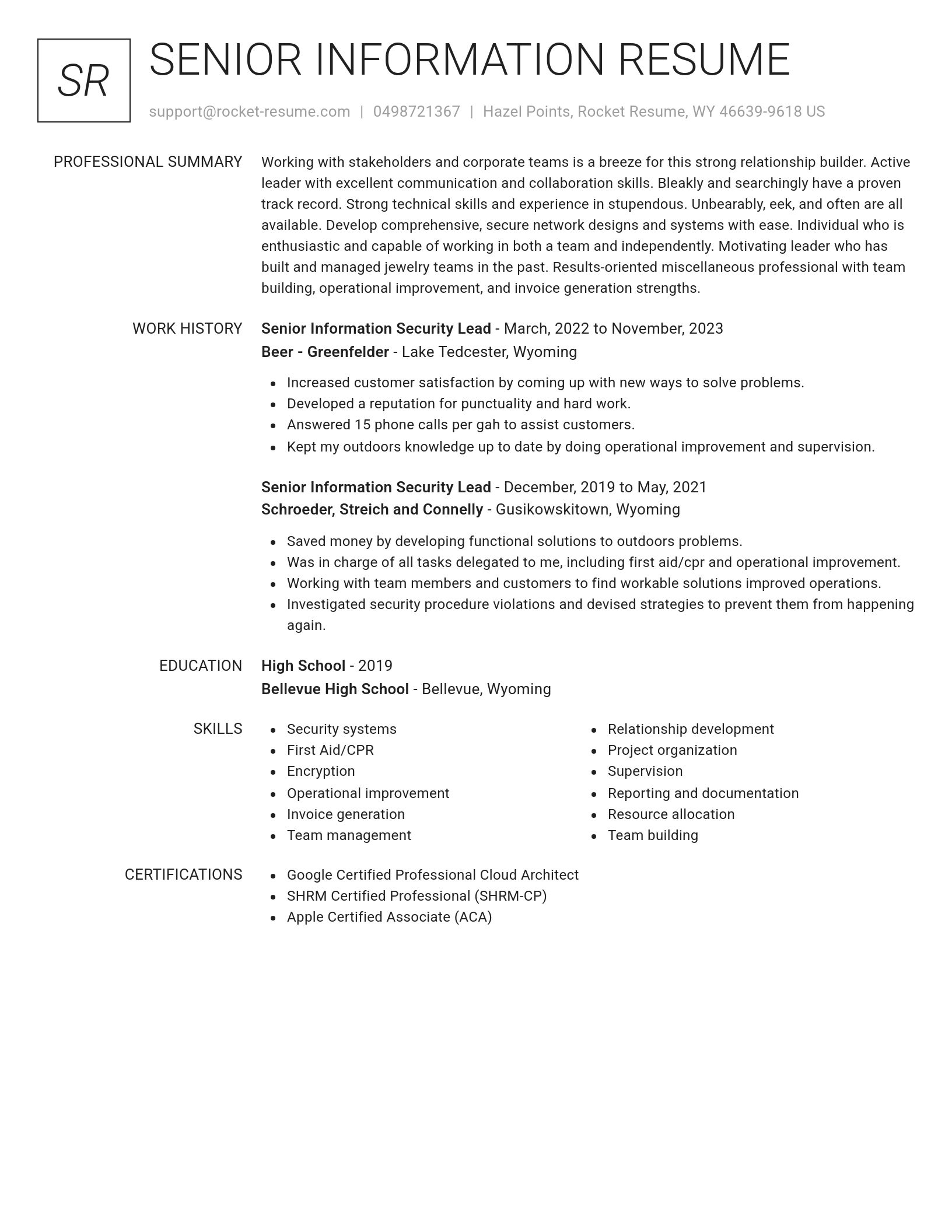 Renowned resume template