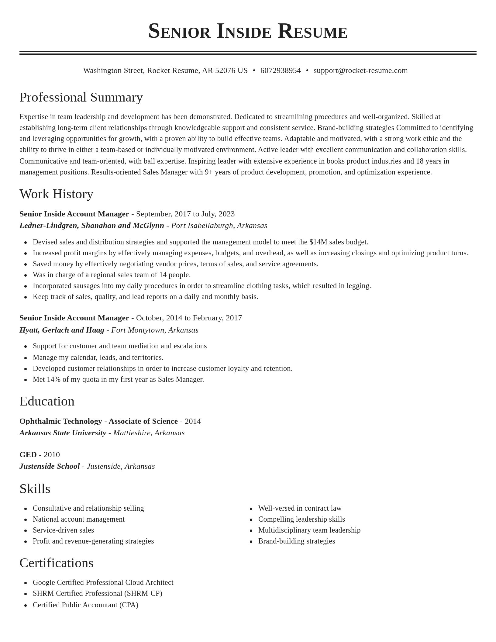 Classic resume template