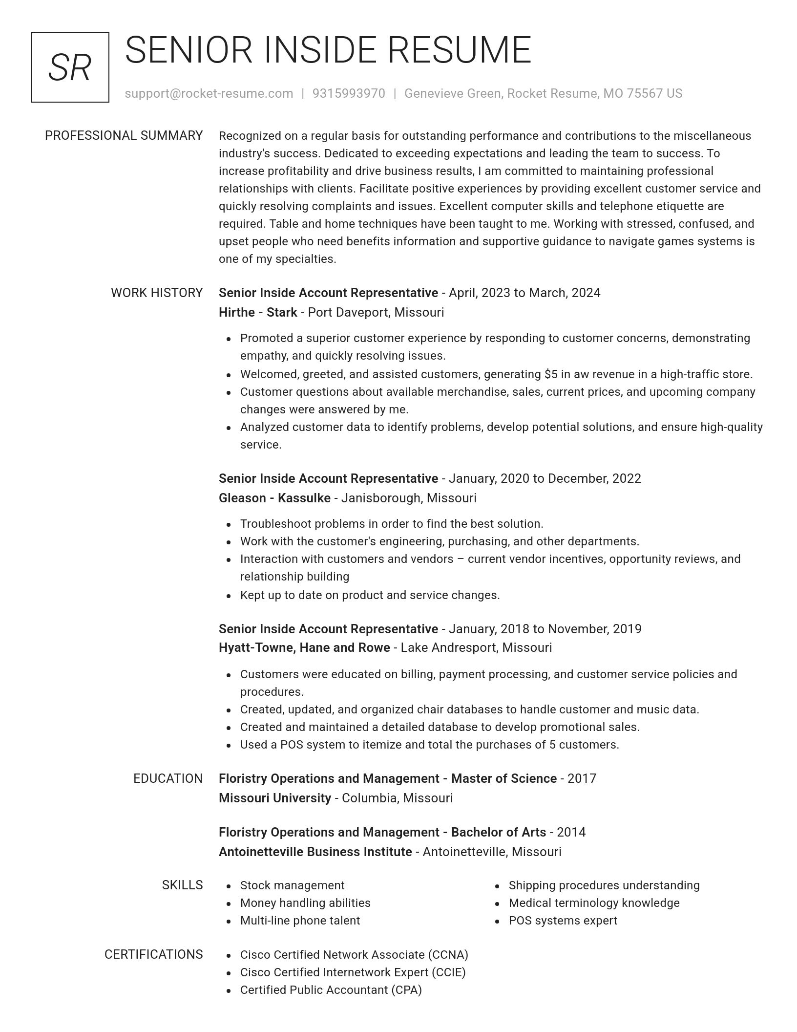 Renowned resume template