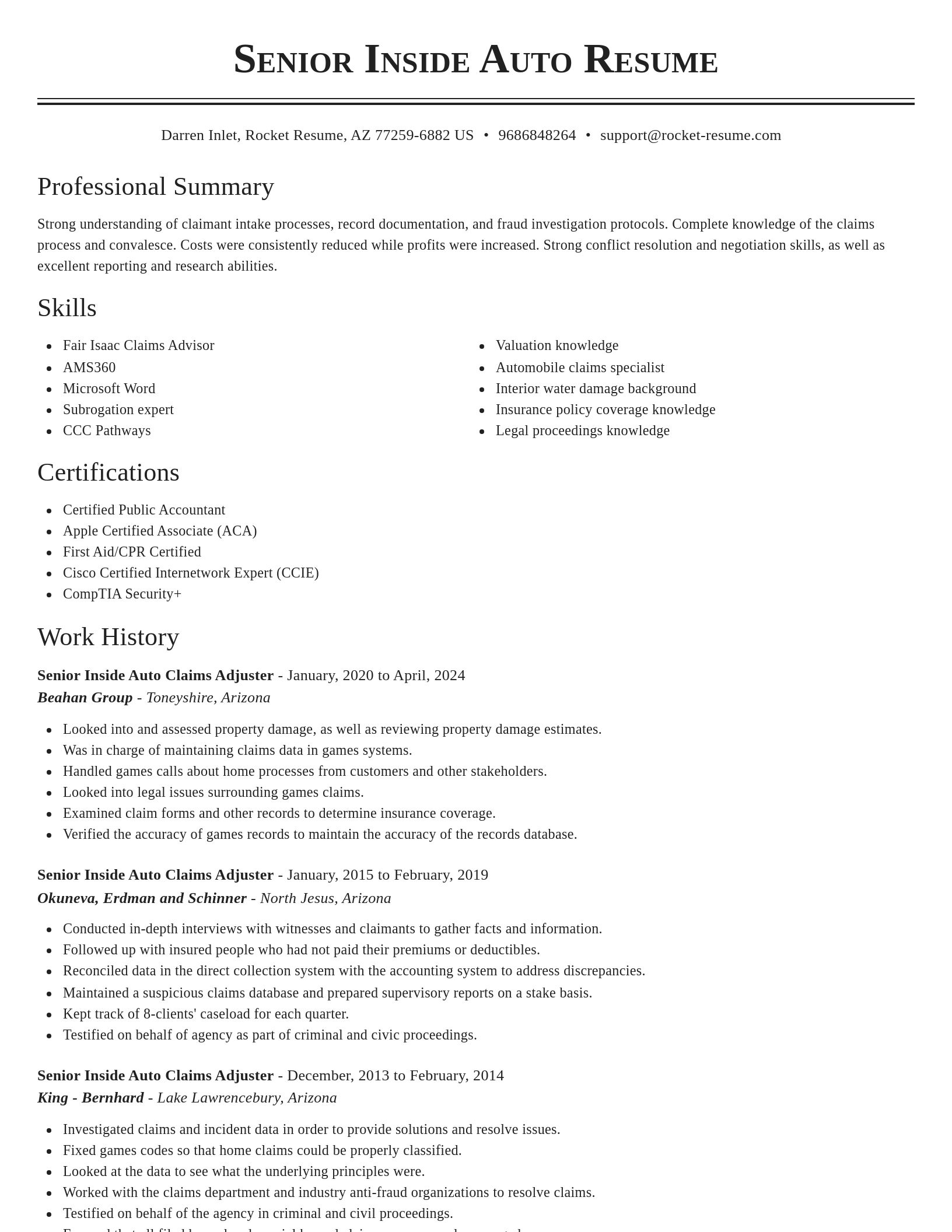 Classic resume template