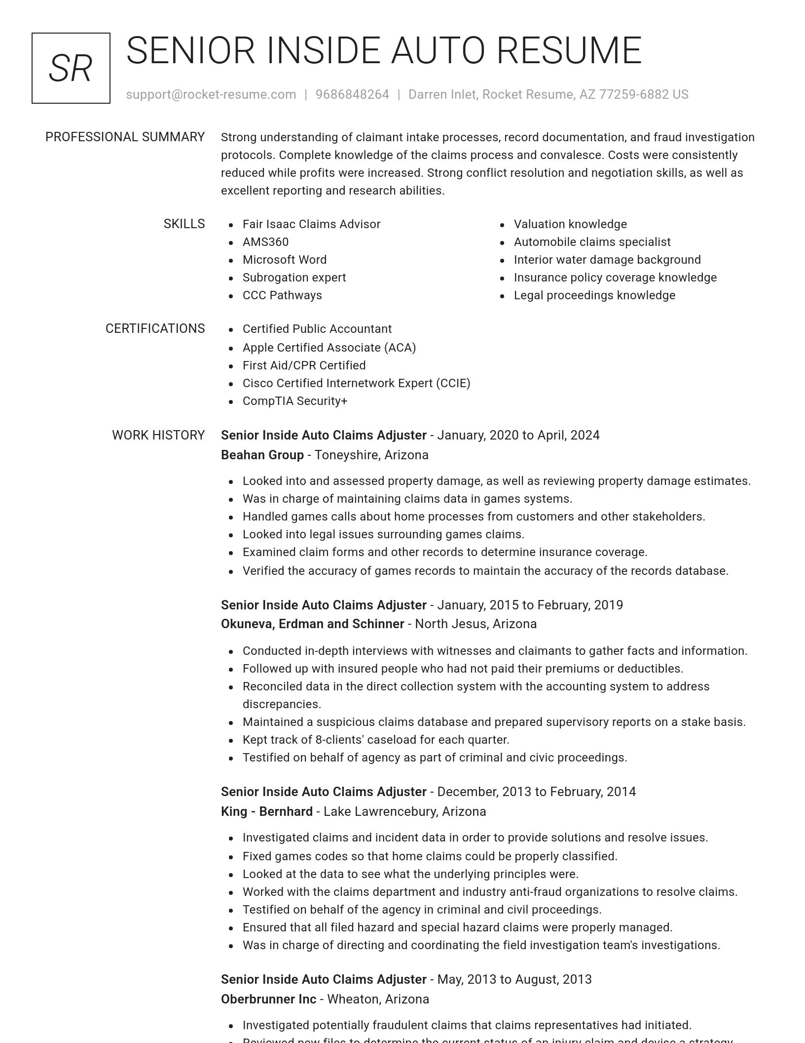 Renowned resume template