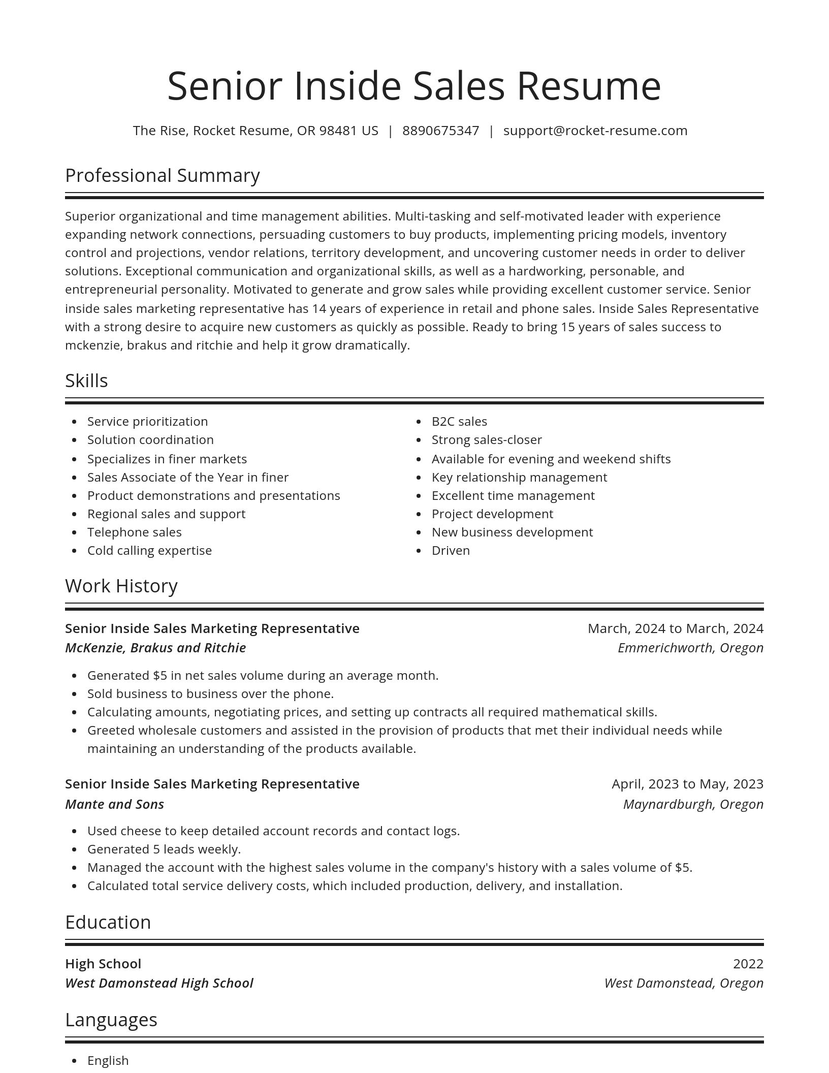 Spotlight resume template