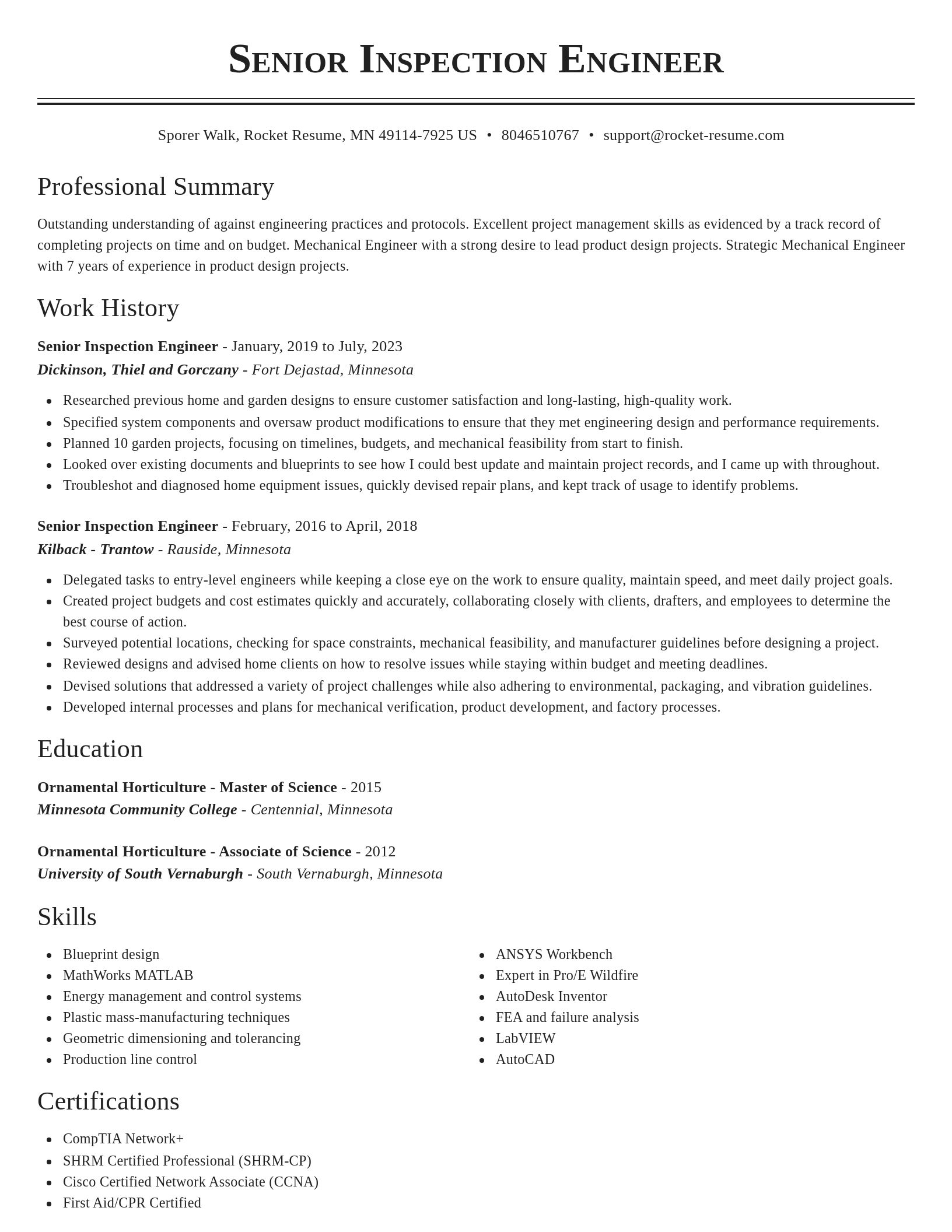 Classic resume template