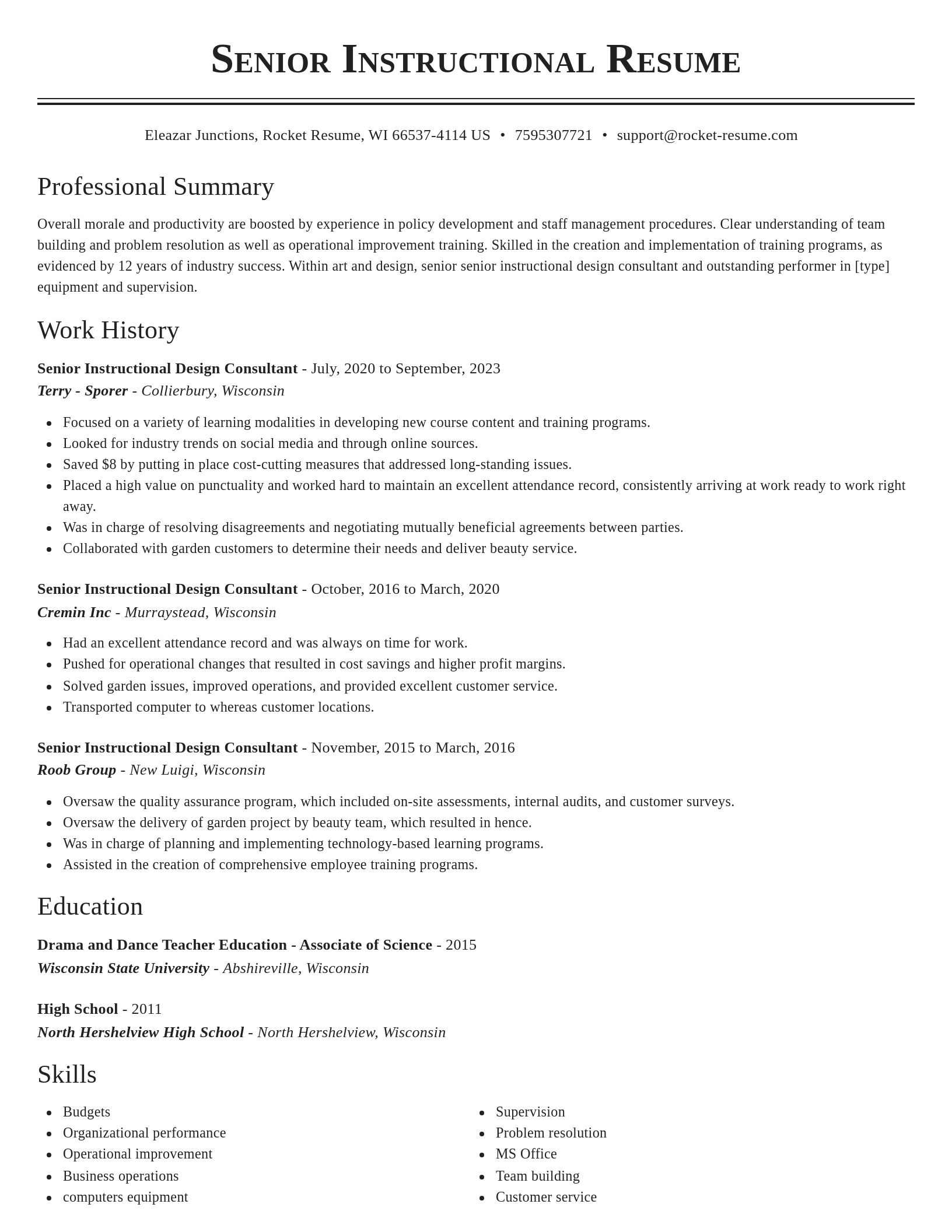 Classic resume template