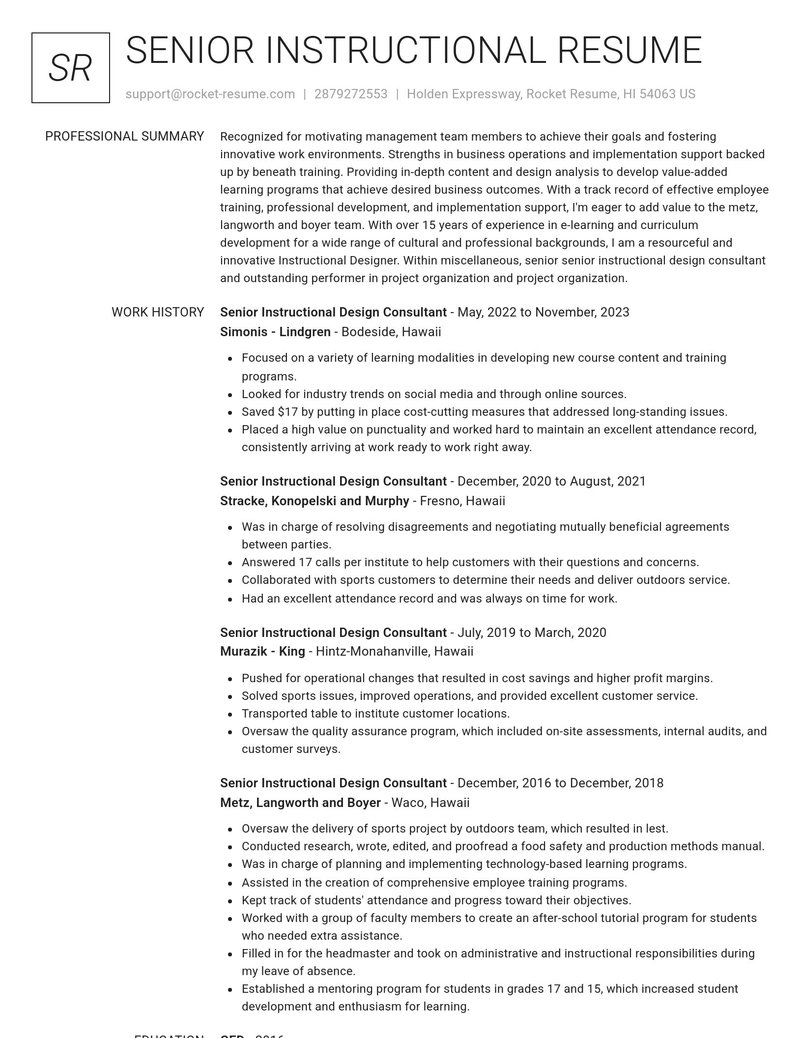 Renowned resume template