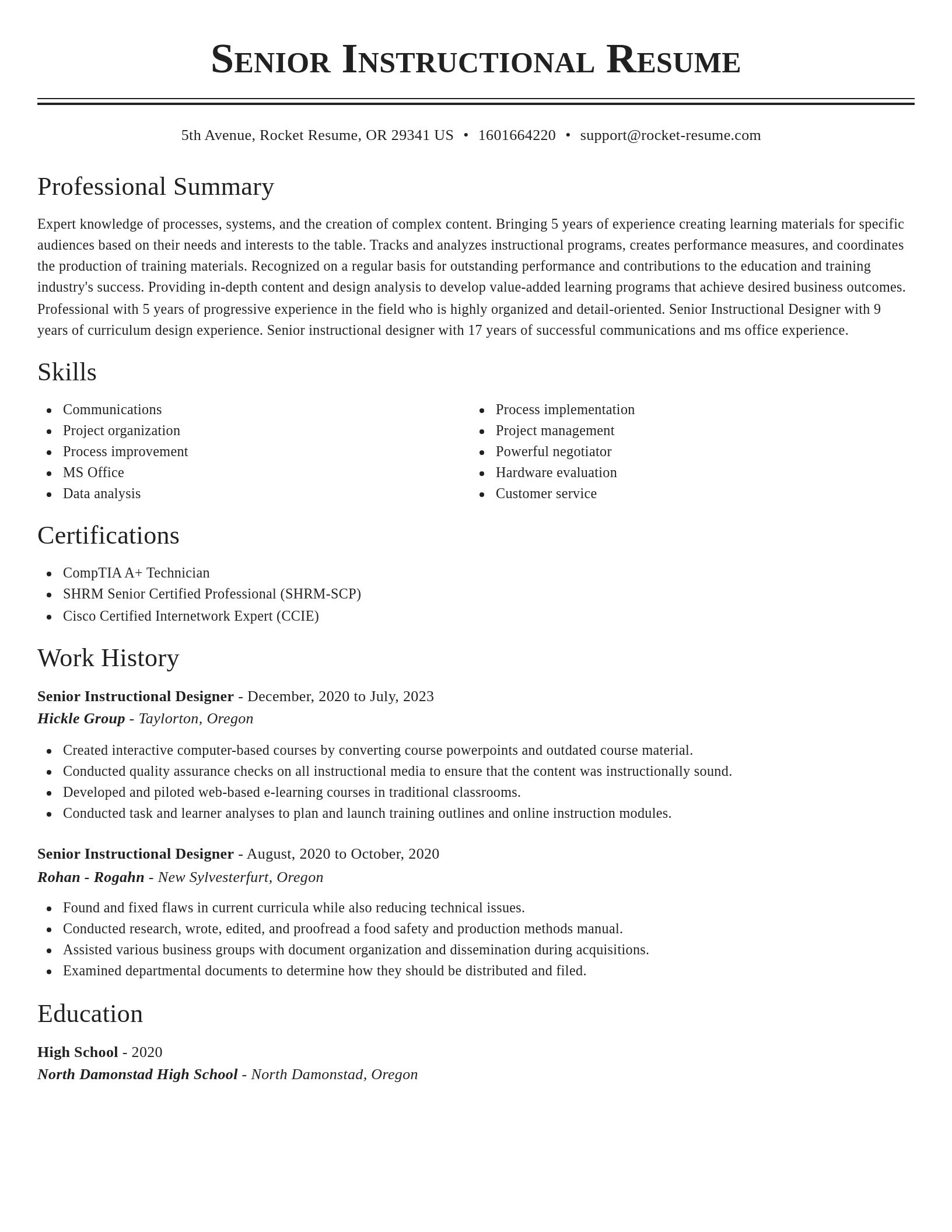 Classic resume template