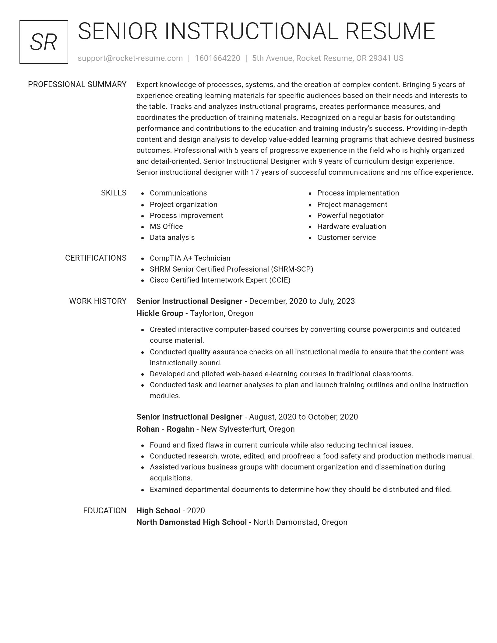 Renowned resume template
